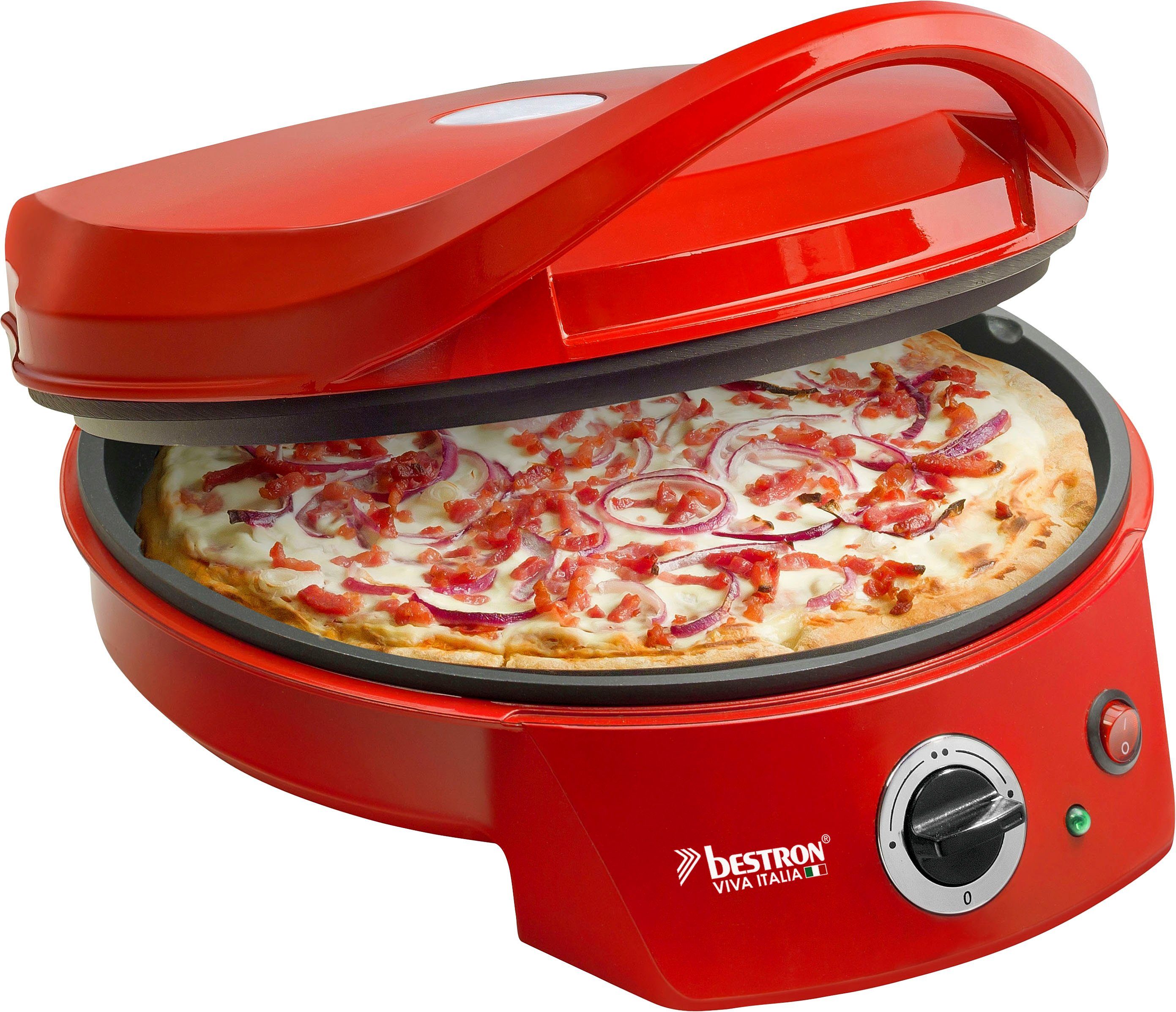 max. APZ400 Italia, Pizzaofen bestron Rot Bis 180°C, 1800 Ober-/Unterhitze, Watt, Viva