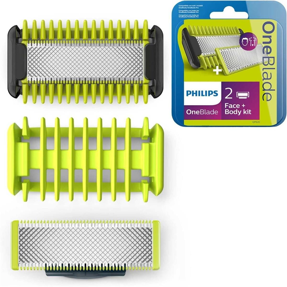 Rasierklingen Philips OneBlade Original-Ersatzklingen mit Körper-Kit, 2er-Pack