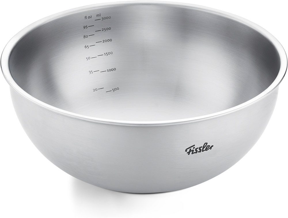 Fissler Schüssel Fissler Essential® Edelstahl-Schüssel, Edelstahl 18/10, mit integrierter Mess-Skala, stapelbar für platzsparende Aufbewahrung