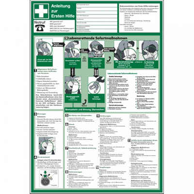 König Werbeanlagen Hinweisschild Aushang, Anleitung zur Ersten Hilfe - praxisbewährt