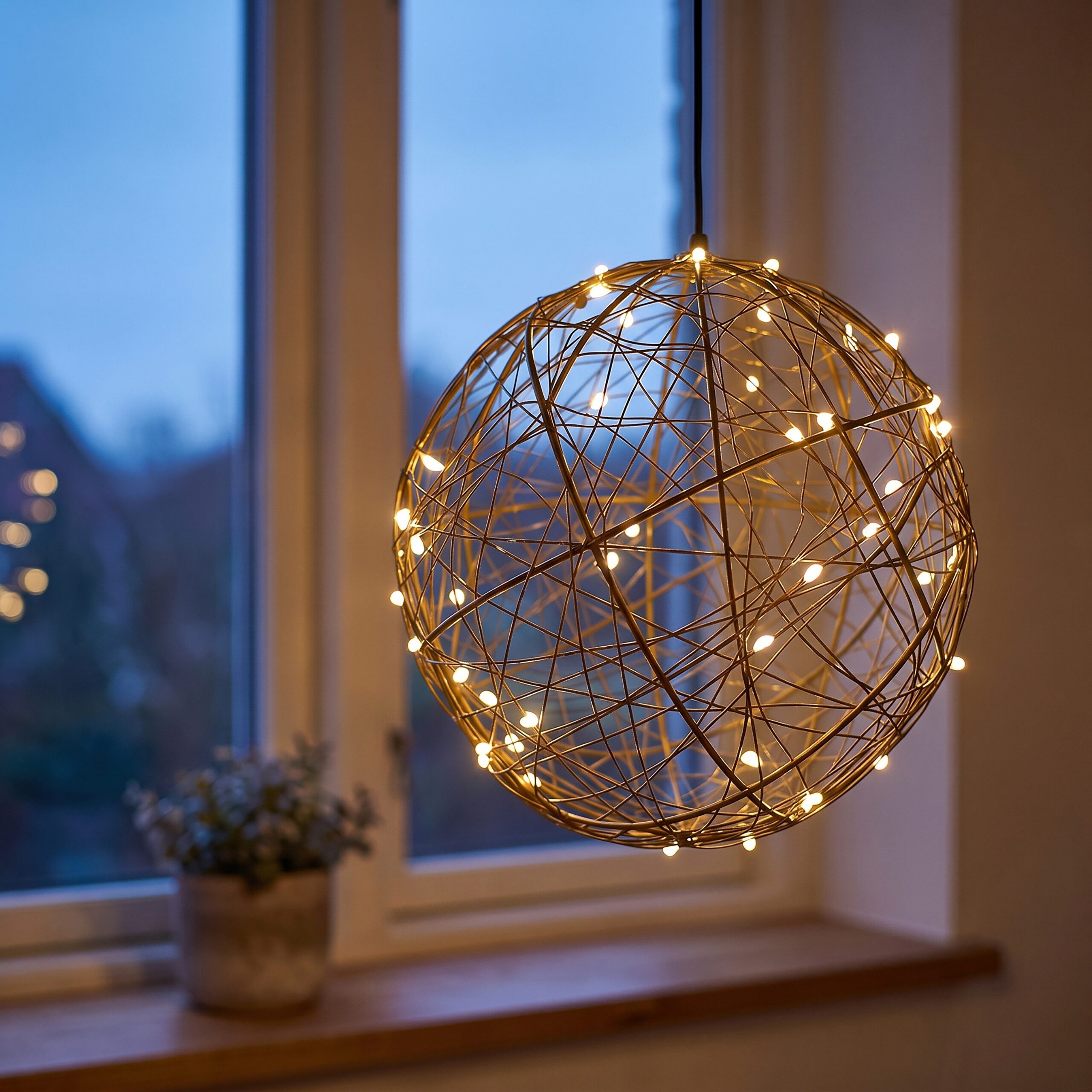 relaxdays LED Kugelleuchte LED Dekokugel 30 cm, Automatische Abschaltung nach 6 Stunden, LED, Warmweiß, gold – Bild 3 von 5