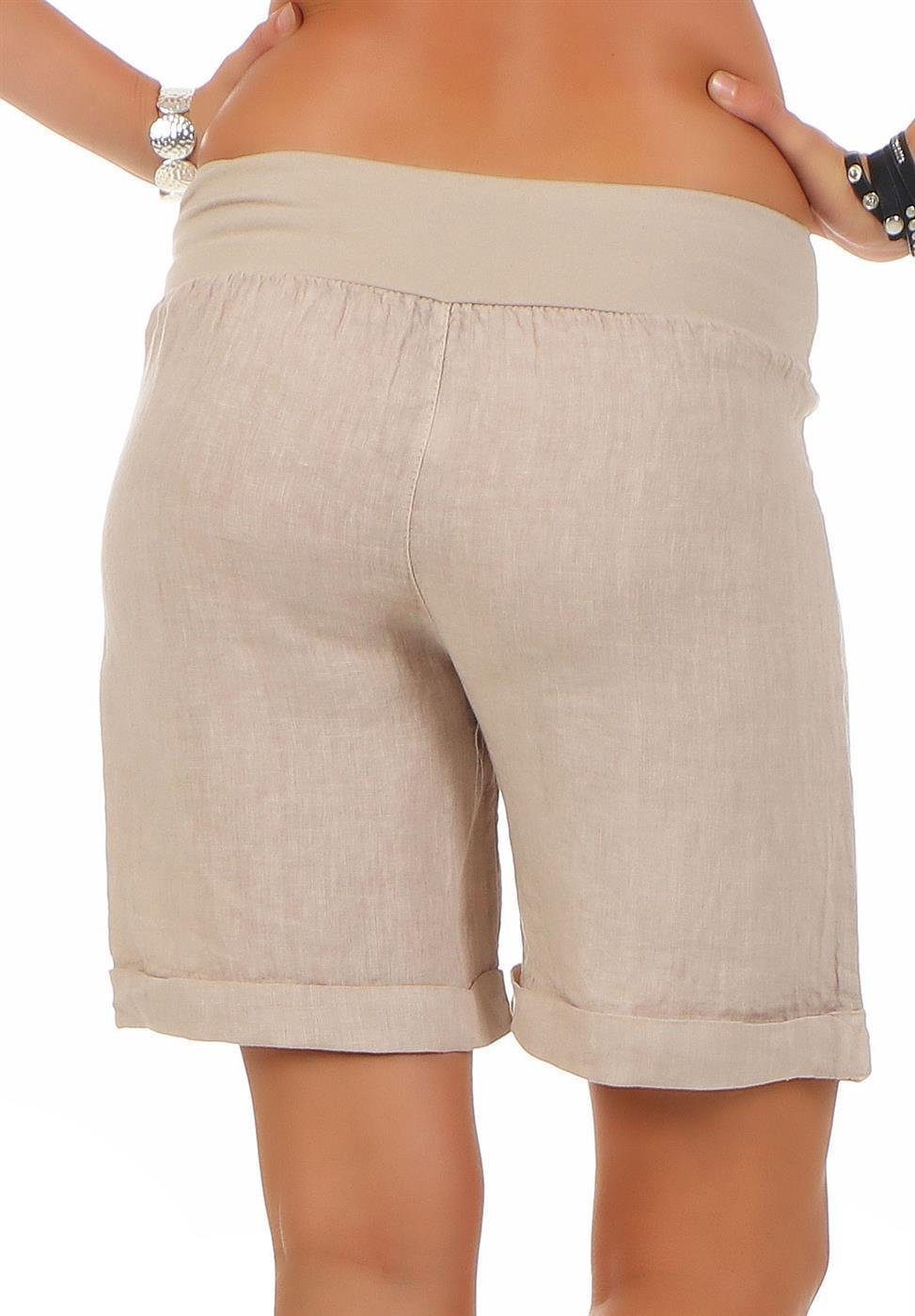 malito more than fashion Leinenhose malito Damen Bermuda aus Leinen, lässige kurze Hose, Shorts für den Bermuda aus Leinen