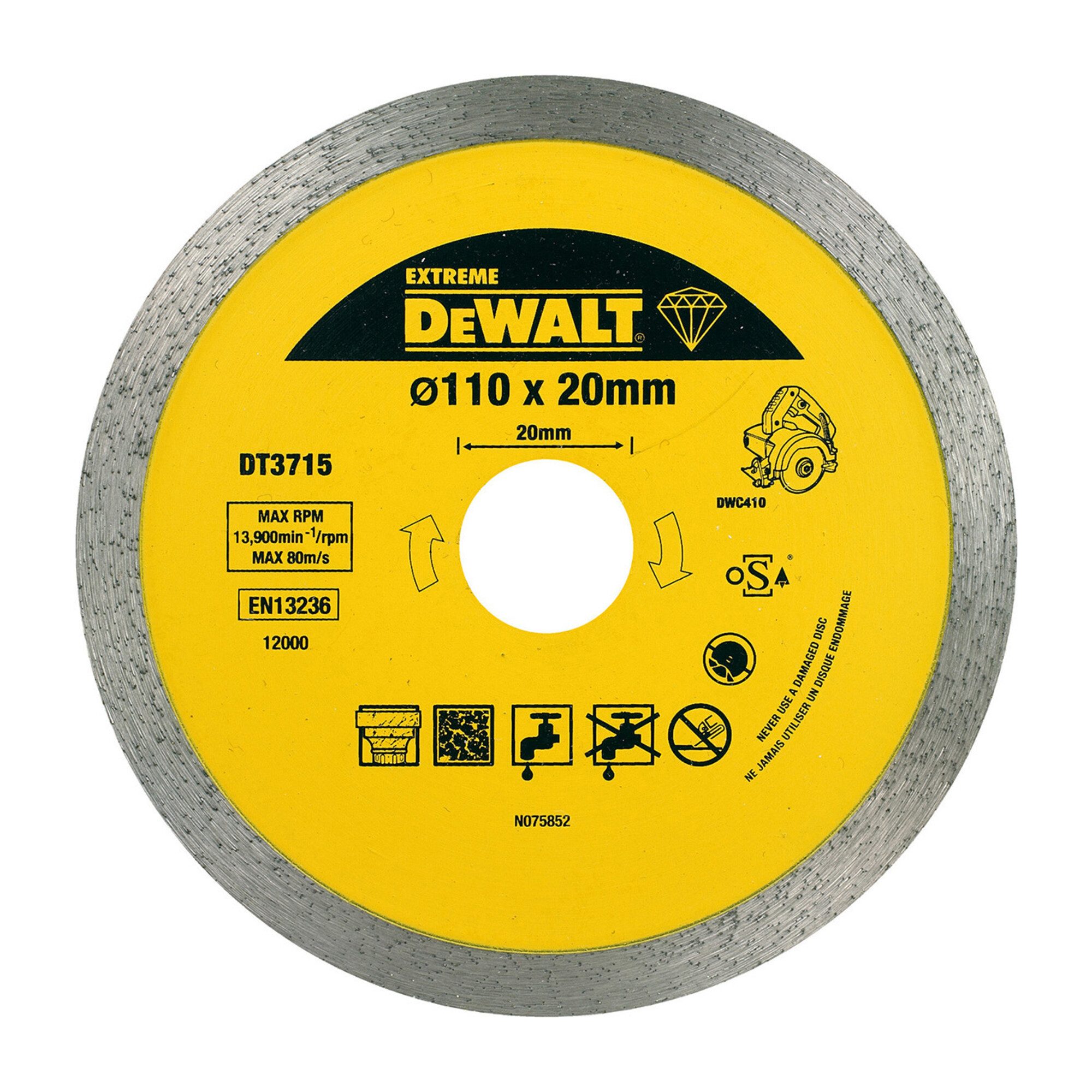 DeWalt Trennscheibe DEWALT Diamanttrennscheibe DWC410 Granit 110 mm DT3715-QZ