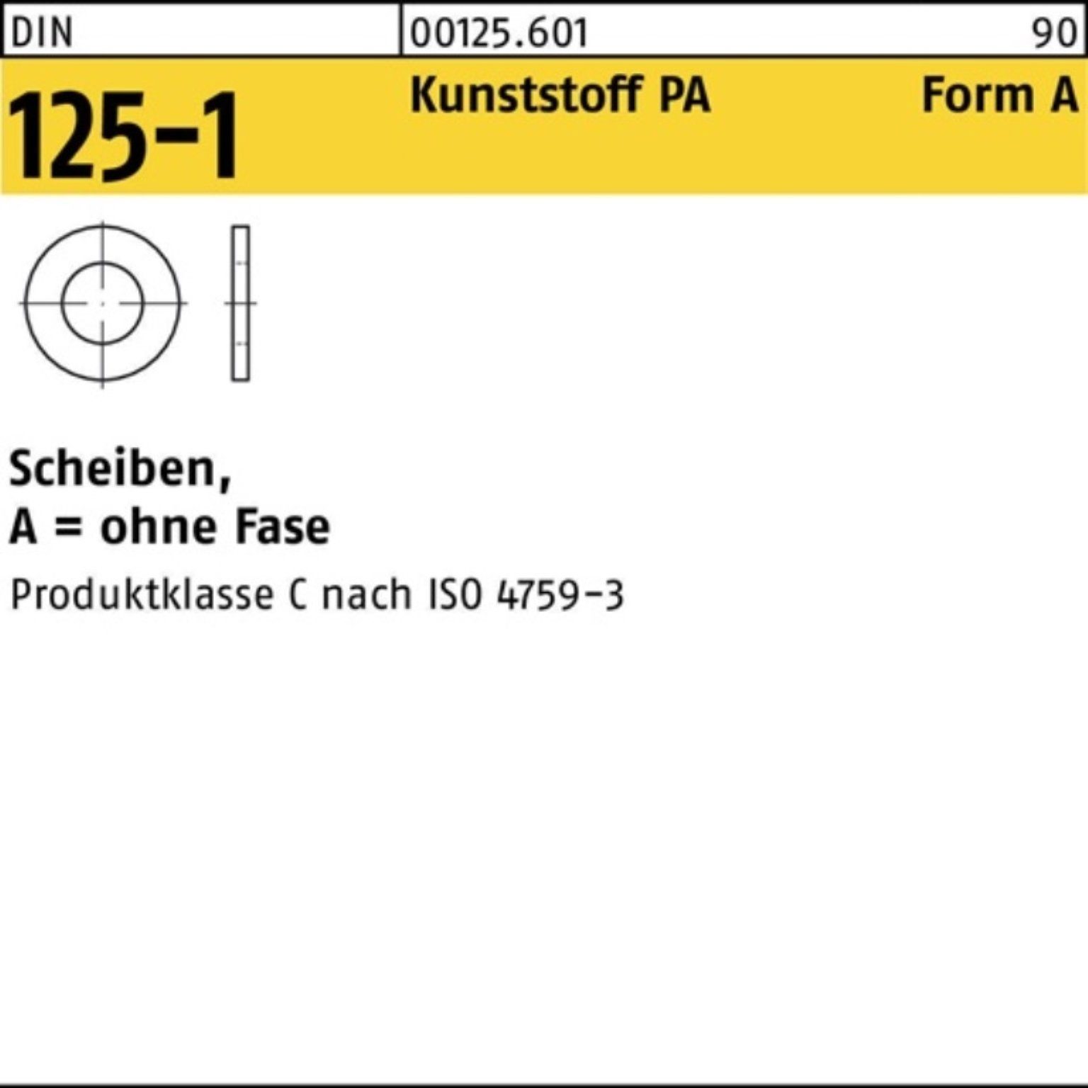 Reyher Unterlegscheibe 100er Pack 001256019170000 Unterlegscheibe DIN 125-1 Form A 17 x30 x3