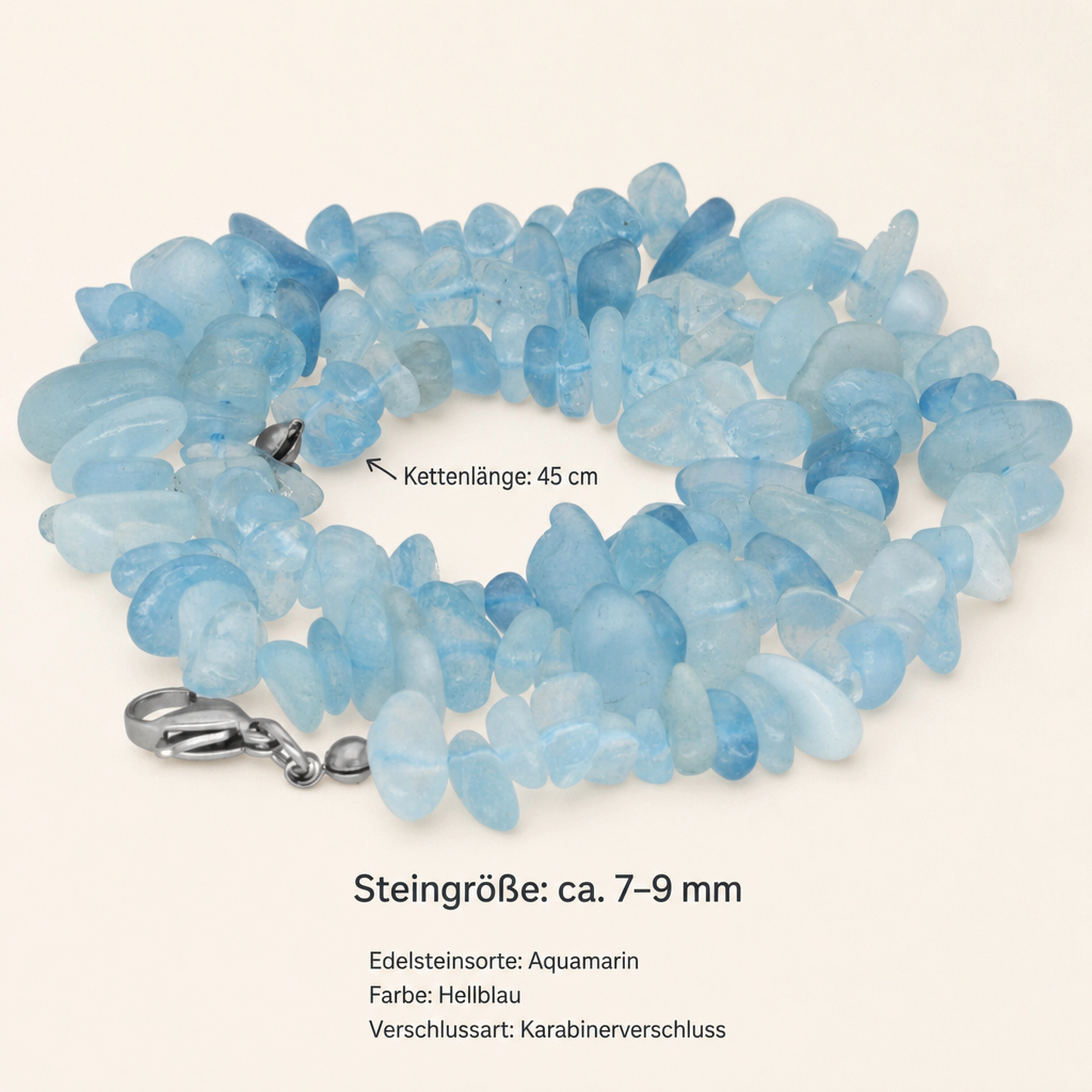Lebensquelle Plus Kette ohne Anhänger Aquamarin Splitterkette, 45cm – Bild 3 von 5