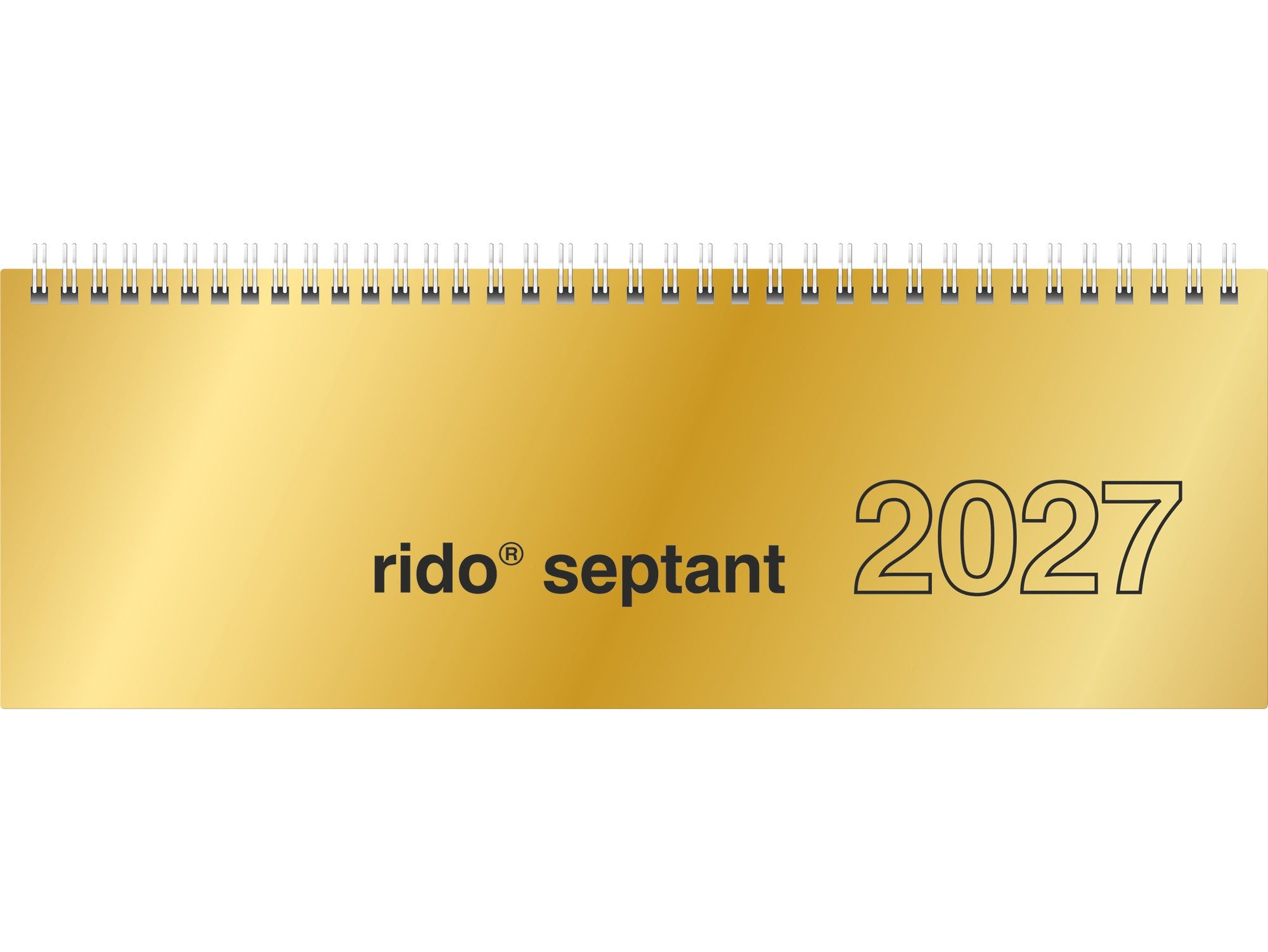 Baier & Schneider Querkalender Querterminbuch 2027 mit Wire-O-Bindung 305x105 mm Gold, Wire-O-Bindung