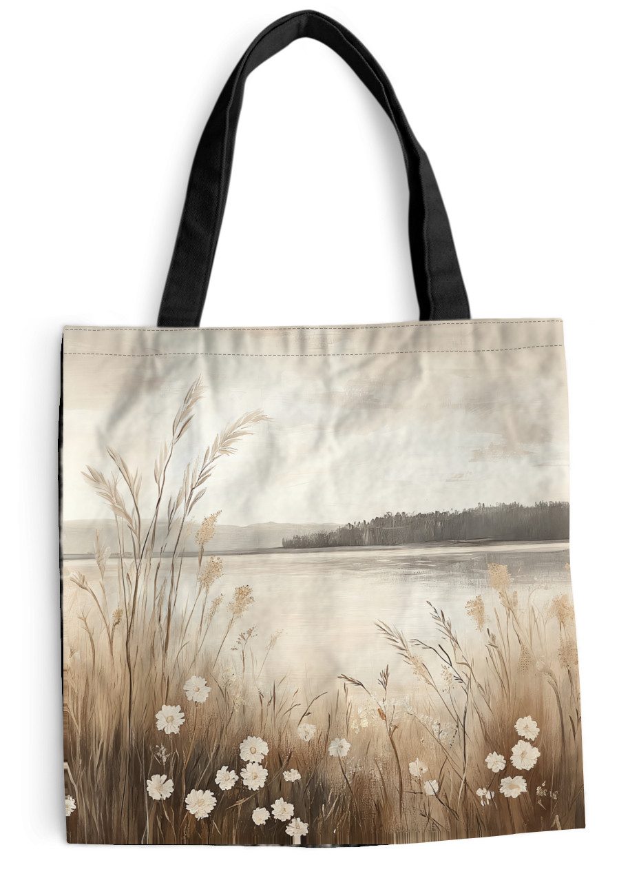 MuchoWow Shopper See - Wasser - Natur - Beige, Handtasche, Damen und Herren, Schultertasche, Umhängetasche, Tote Bag