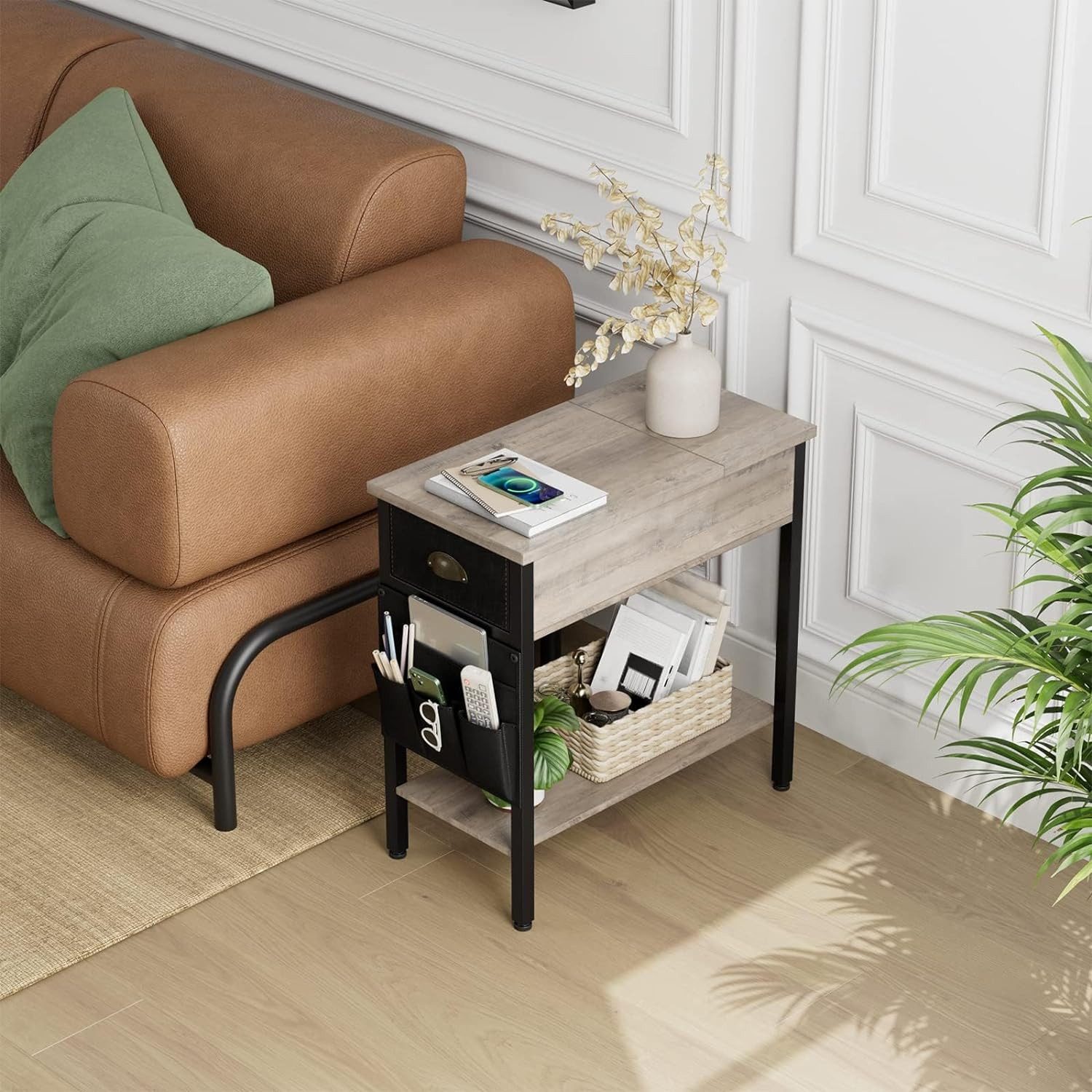 GarveeMore Beistelltisch Beistelltisch mit klappbarer Tischplatte,mit Ablag günstig online kaufen