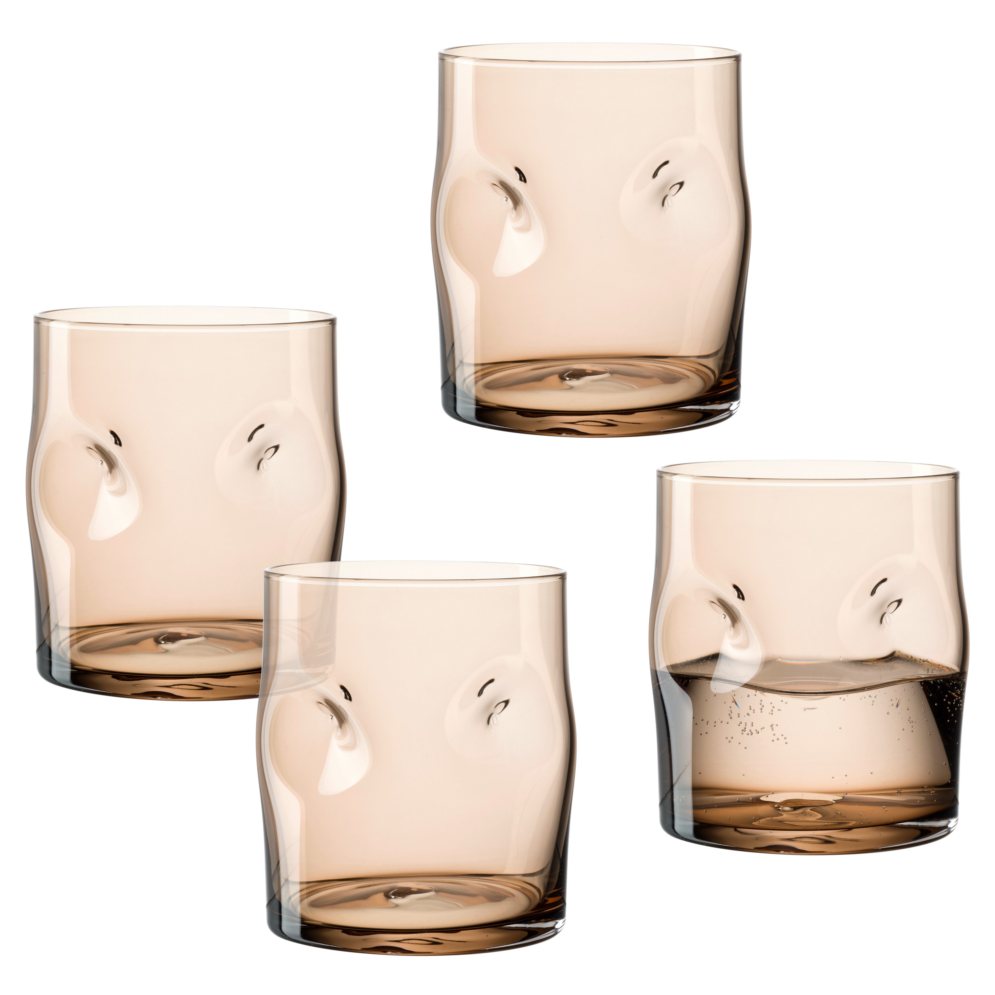 LEONARDO Скло-Set Trinkglas VESUVIO, 300 ml, 4er-Set, Glas, konische Form, markantes Design - mit Einquetschungen