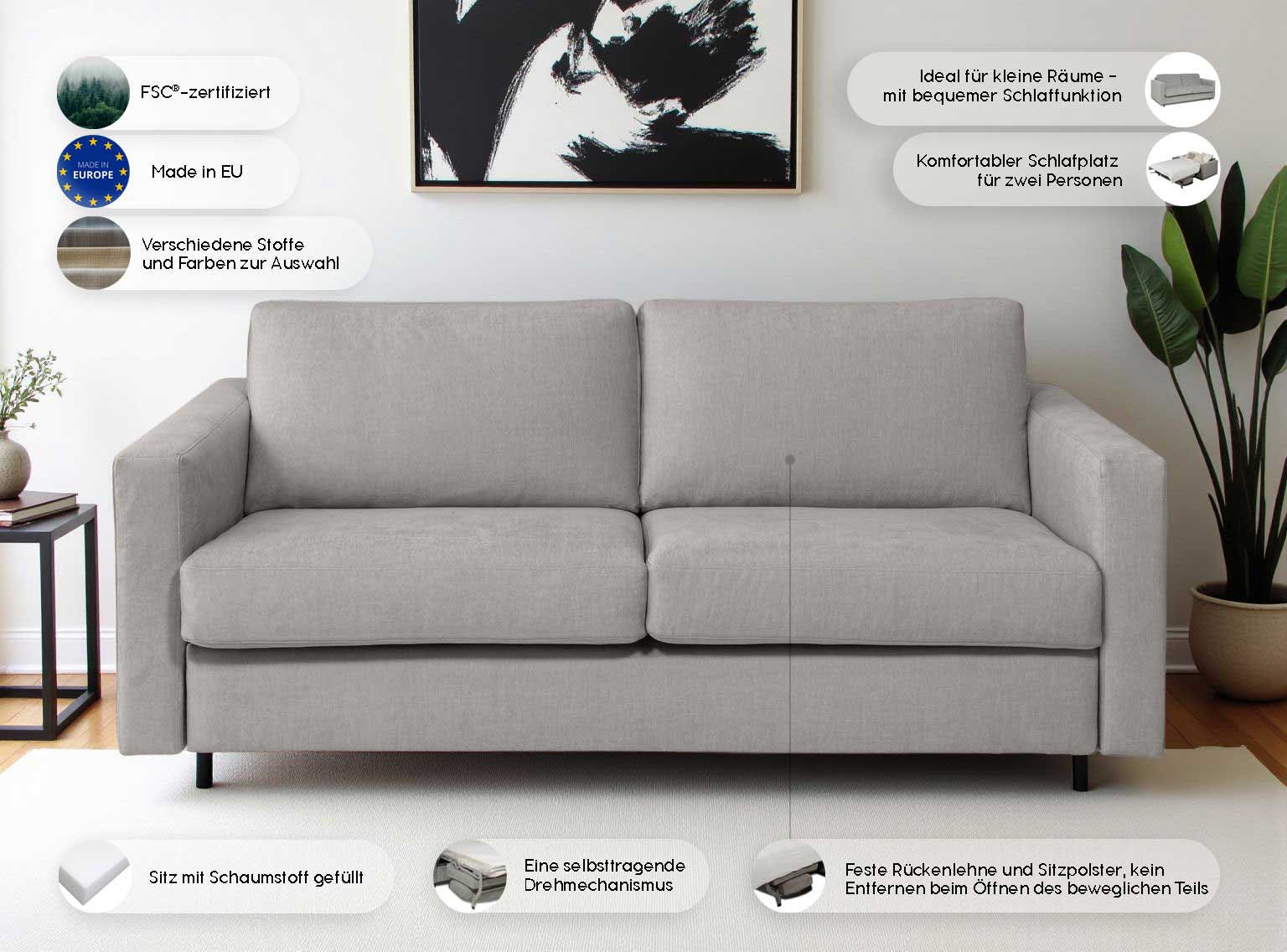 Home affaire Schlafsofa Virming, Dauerschlaf-Funktion mit Unterfederung und Matratze
