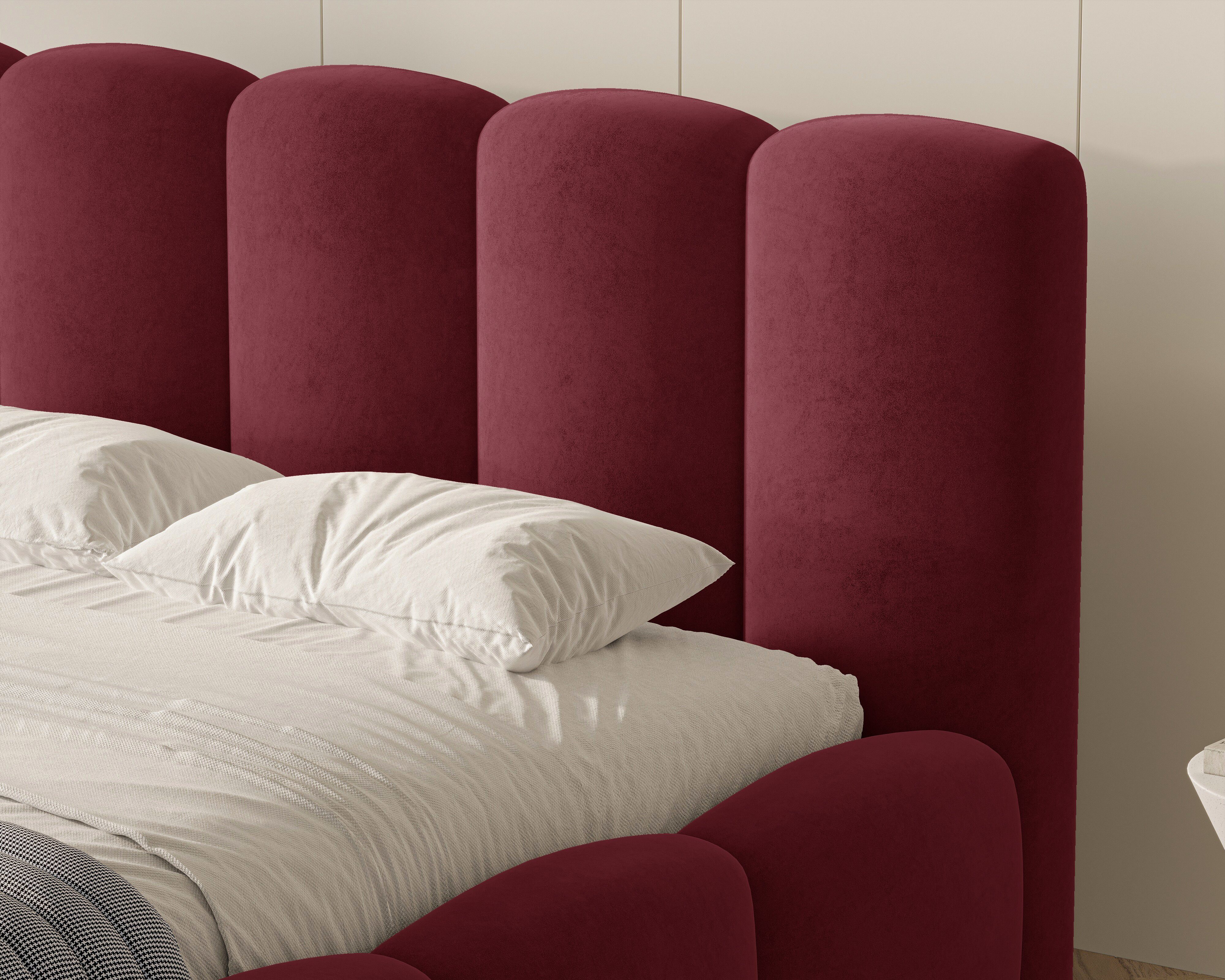 MOEBLO Polsterbett BUBBLE 18 (Polsterbett Bubble mit Bettkasten und Lattenrost aus Samt Velvet Velour Wolkenbett - Polsterbett 160), Maße (B x H x T): 163/183/203 x 100 x 220 cm