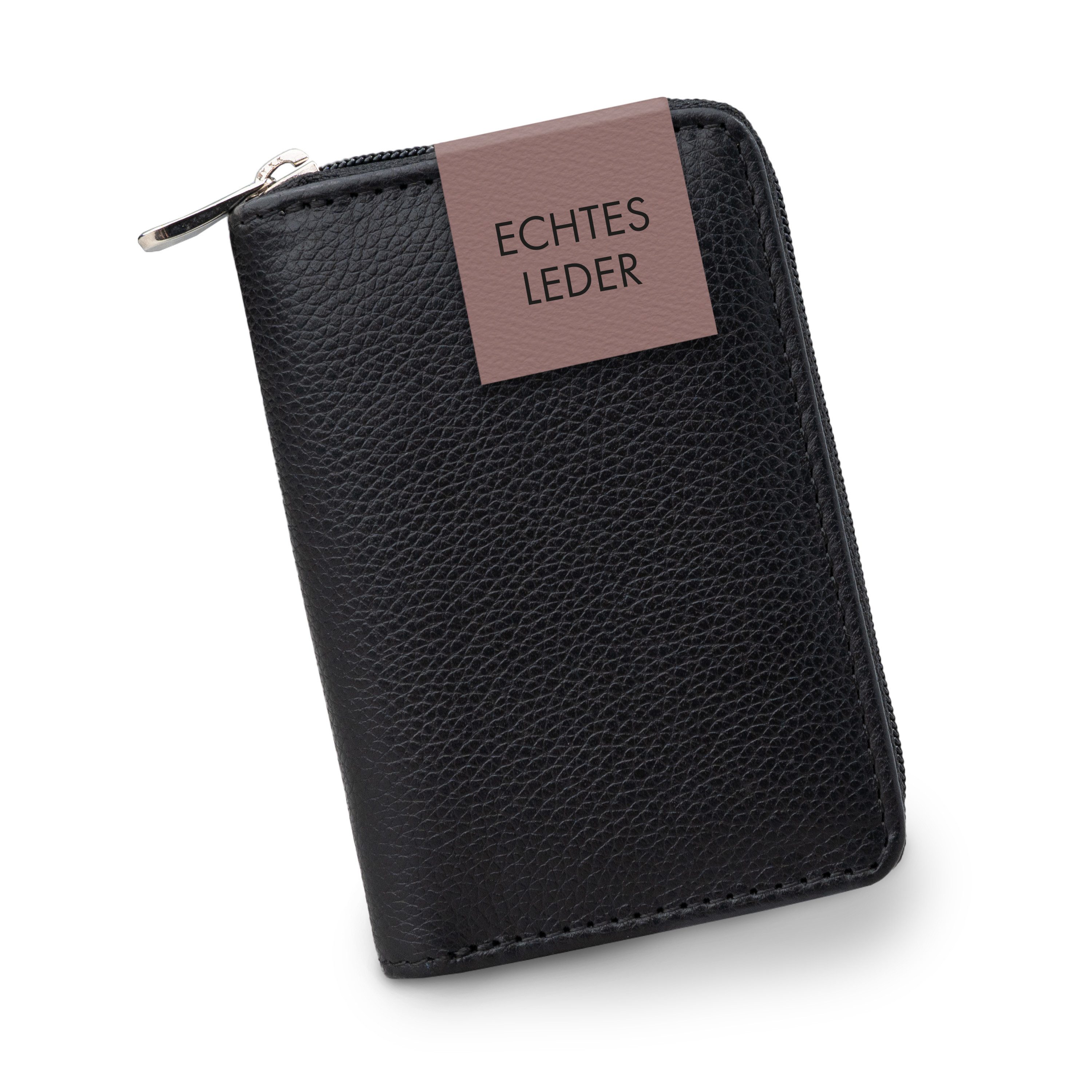XiRRiX Mini Geldbörse - kleines Portemonnaie für Damen und Herren - mit Reißverschluss (mit Münzfach, 1-tlg), klein und handlich aus anschmiegsamem echtem Leder