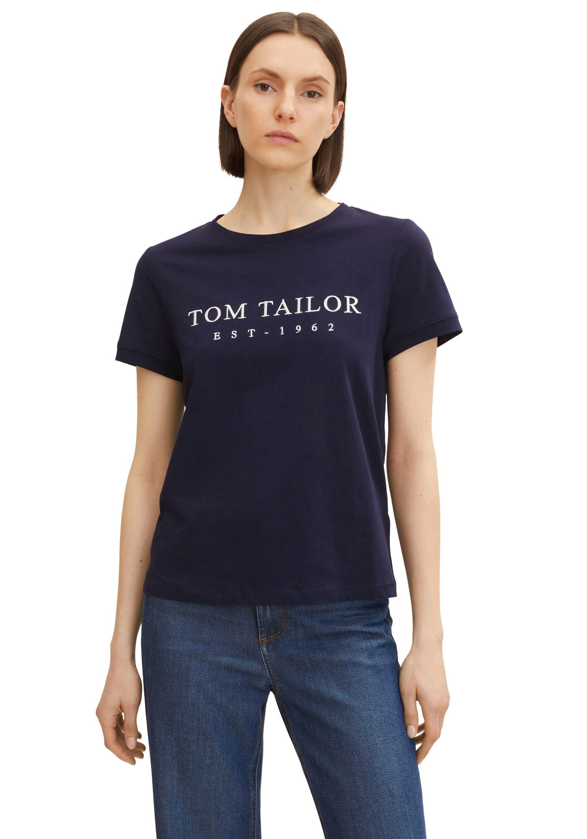 TOM TAILOR T-Shirt T-Shirt Logoprint dunkelblau