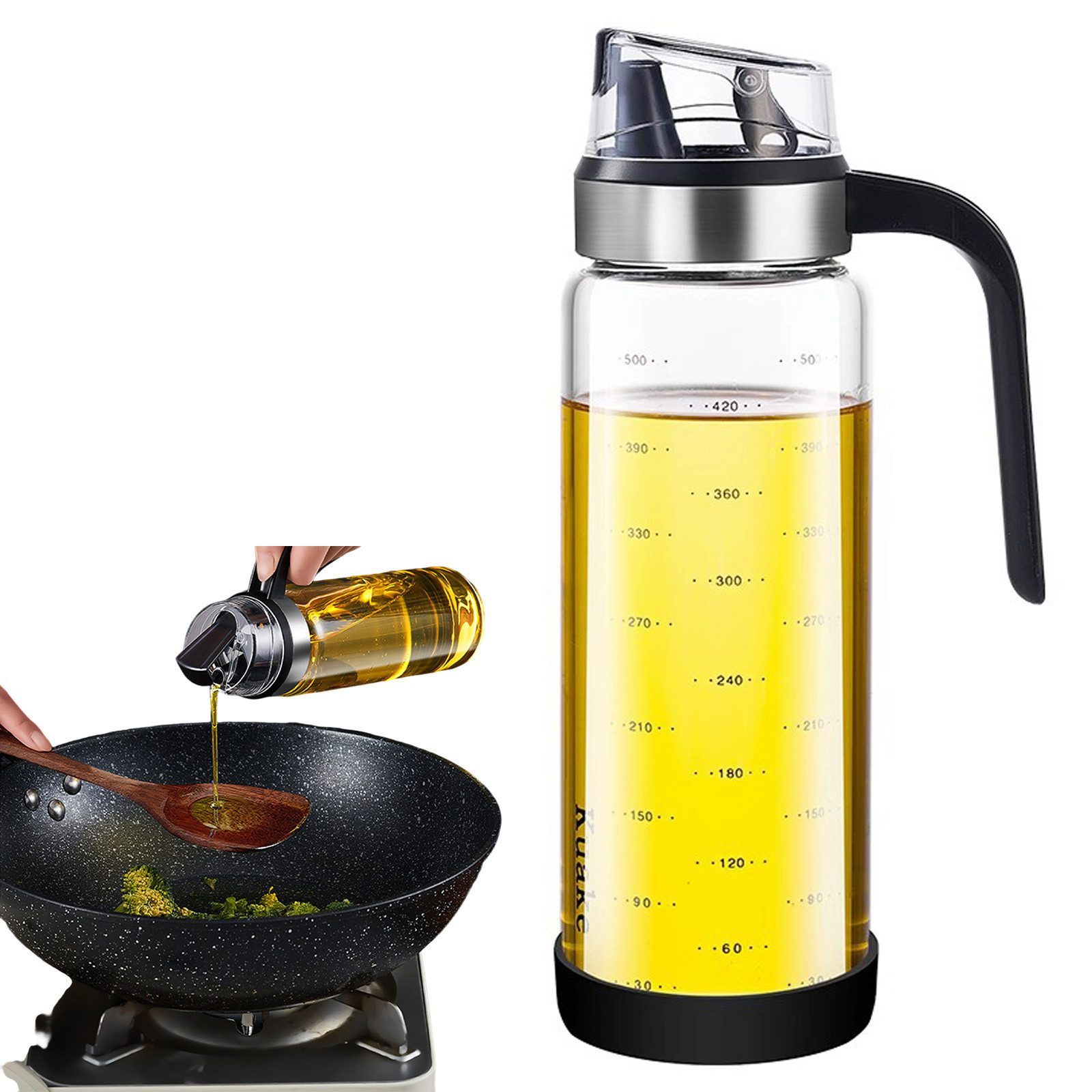 Ölspender Olivenölflasche Glas Ölflasche Auto Flip Ölkanne