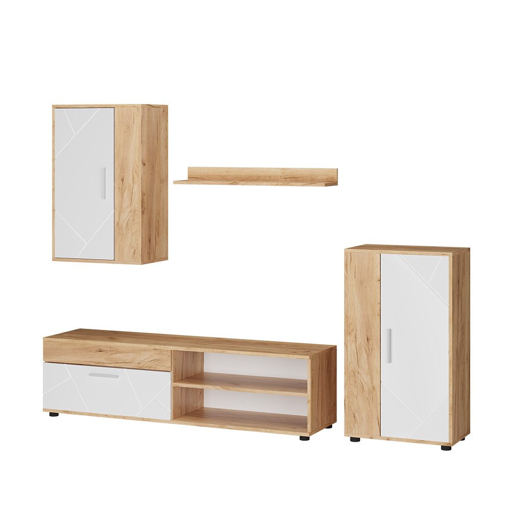 Vicco Wohnwand Berno, GKO/Weiß, 4-teiliges Set günstig online kaufen