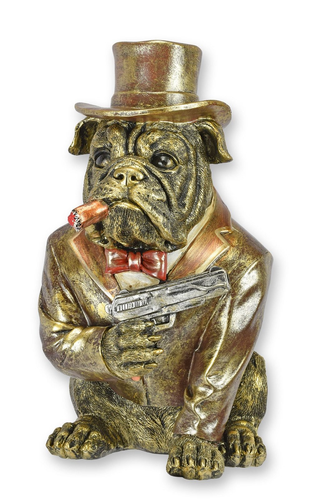 Aubaho Dekoobjekt Skulptur Bulldogge als Gangster Replikat Retro Design Dekoration