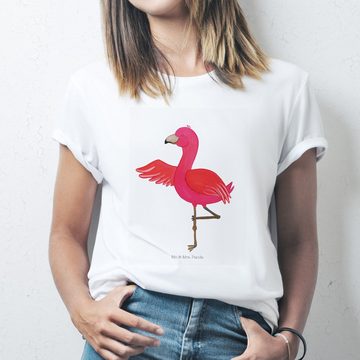 Mr. & Mrs. Panda T-Shirt Flamingo Yoga - Weiß - Geschenk, Yoga-Übung, T-Shirt, Jubiläum, Sprüc (1-tlg)