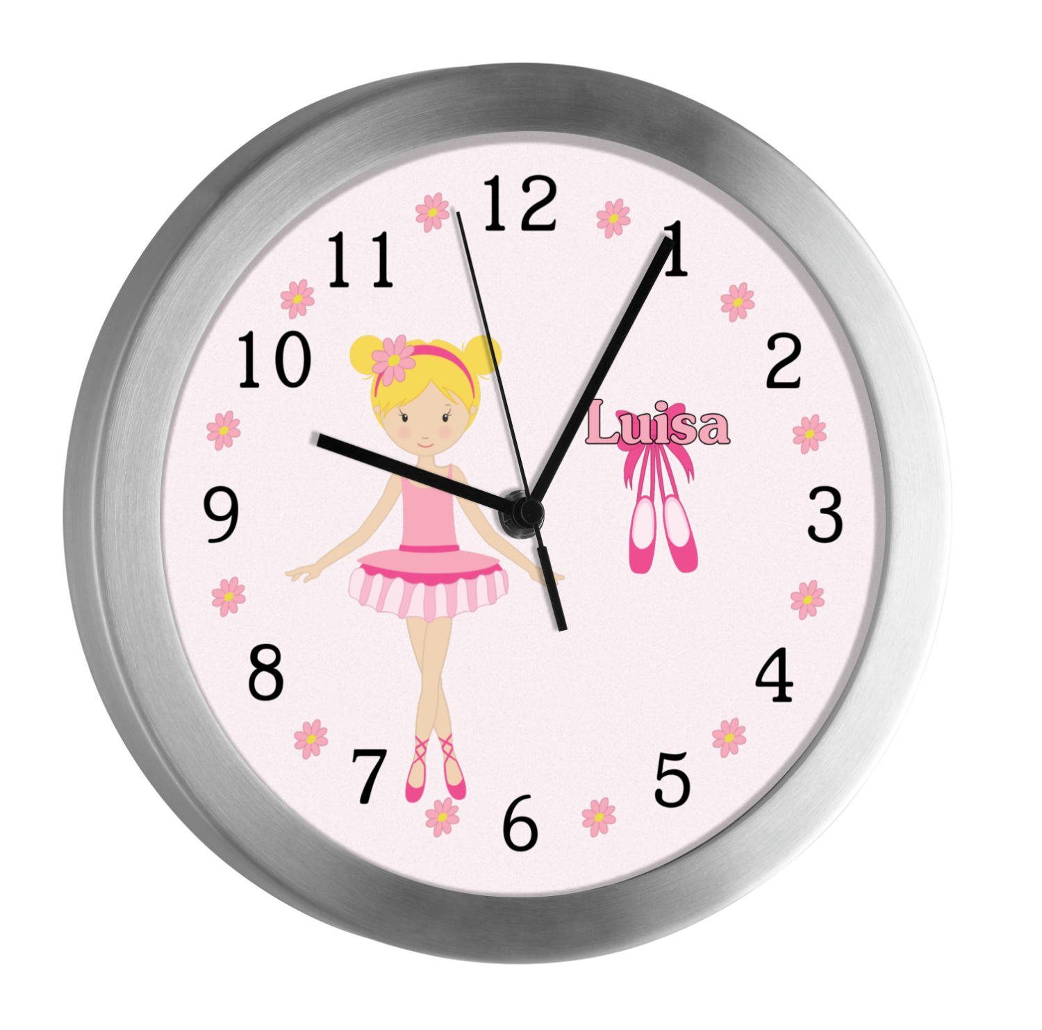 CreaDesign Funkwanduhr Kinderzimmer Kinder Wanduhr personalisiert Ballerina