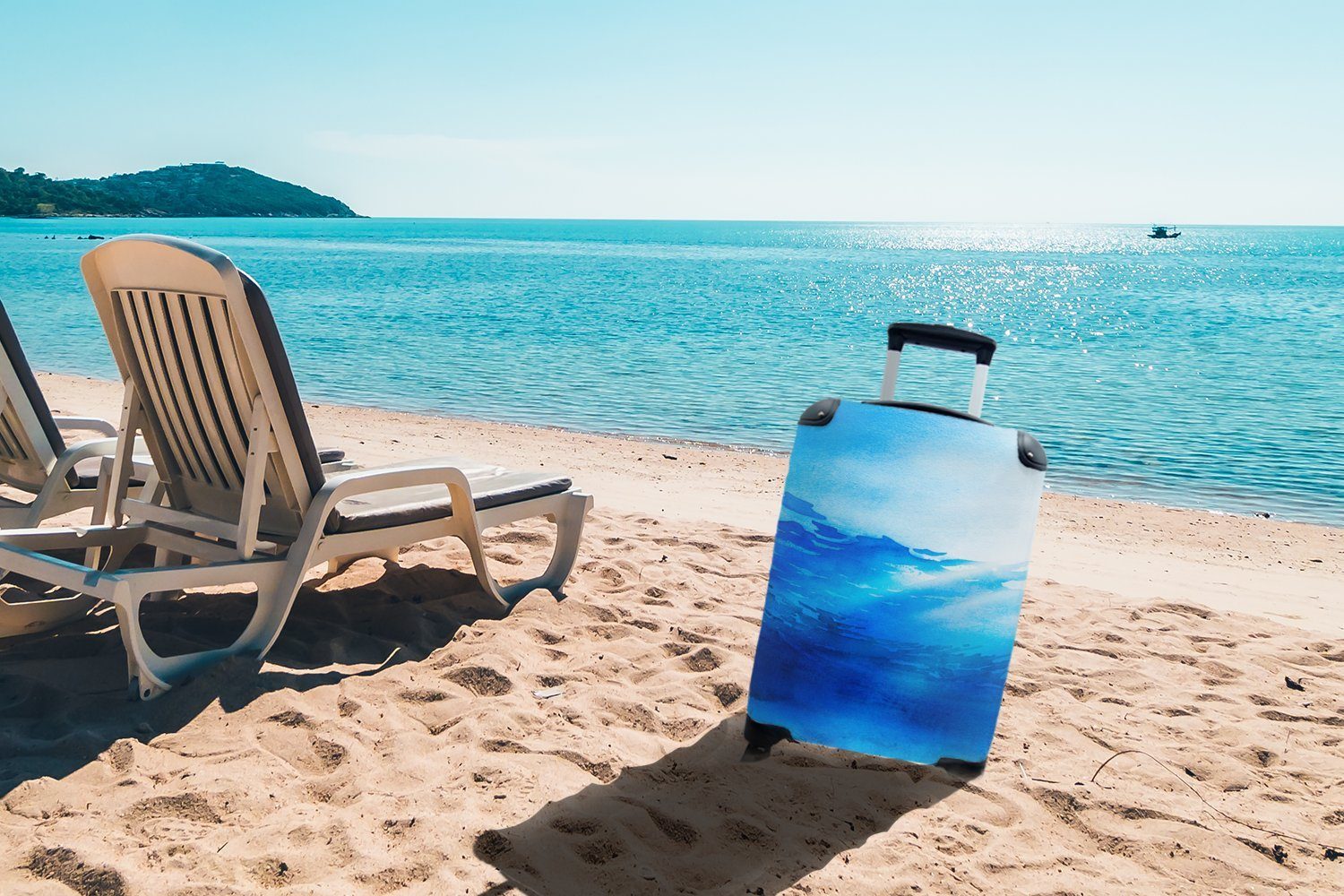 MuchoWow Handgepäckkoffer Meer - Reisekoffer Trolley, 4 für Ferien, Wasser, Rollen, Reisetasche Sonne mit - rollen, Handgepäck