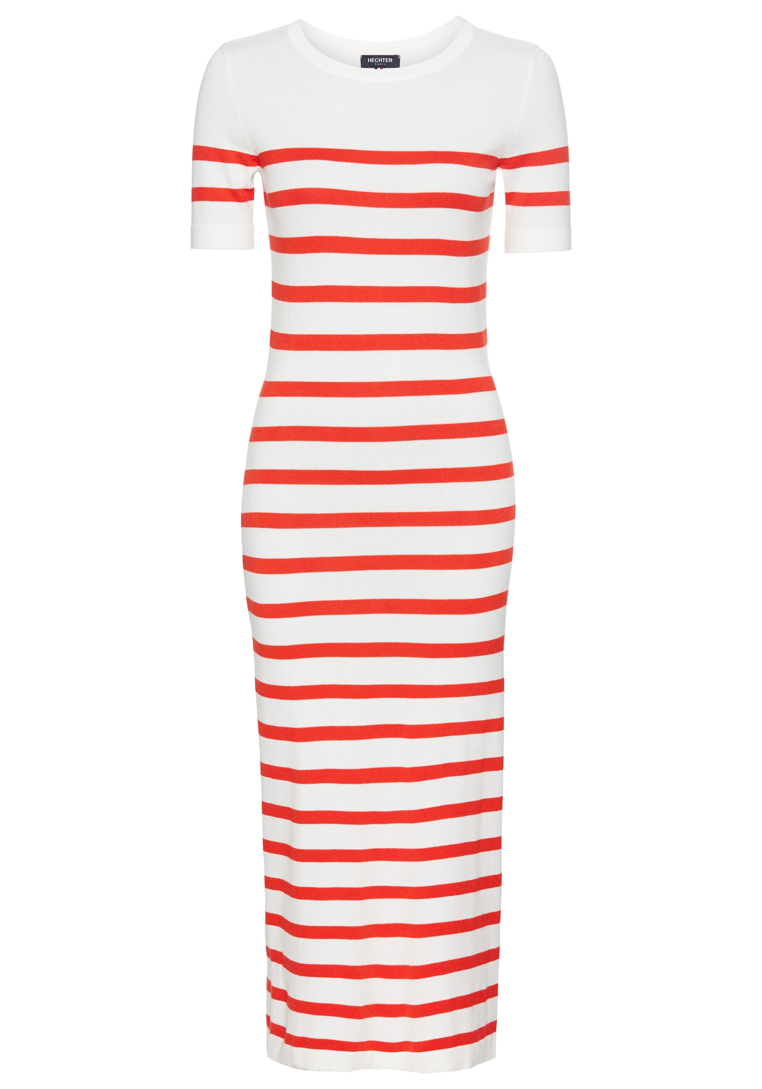 HECHTER PARIS calf-length knitted dress, modern, made of viscose blend, short sleeves