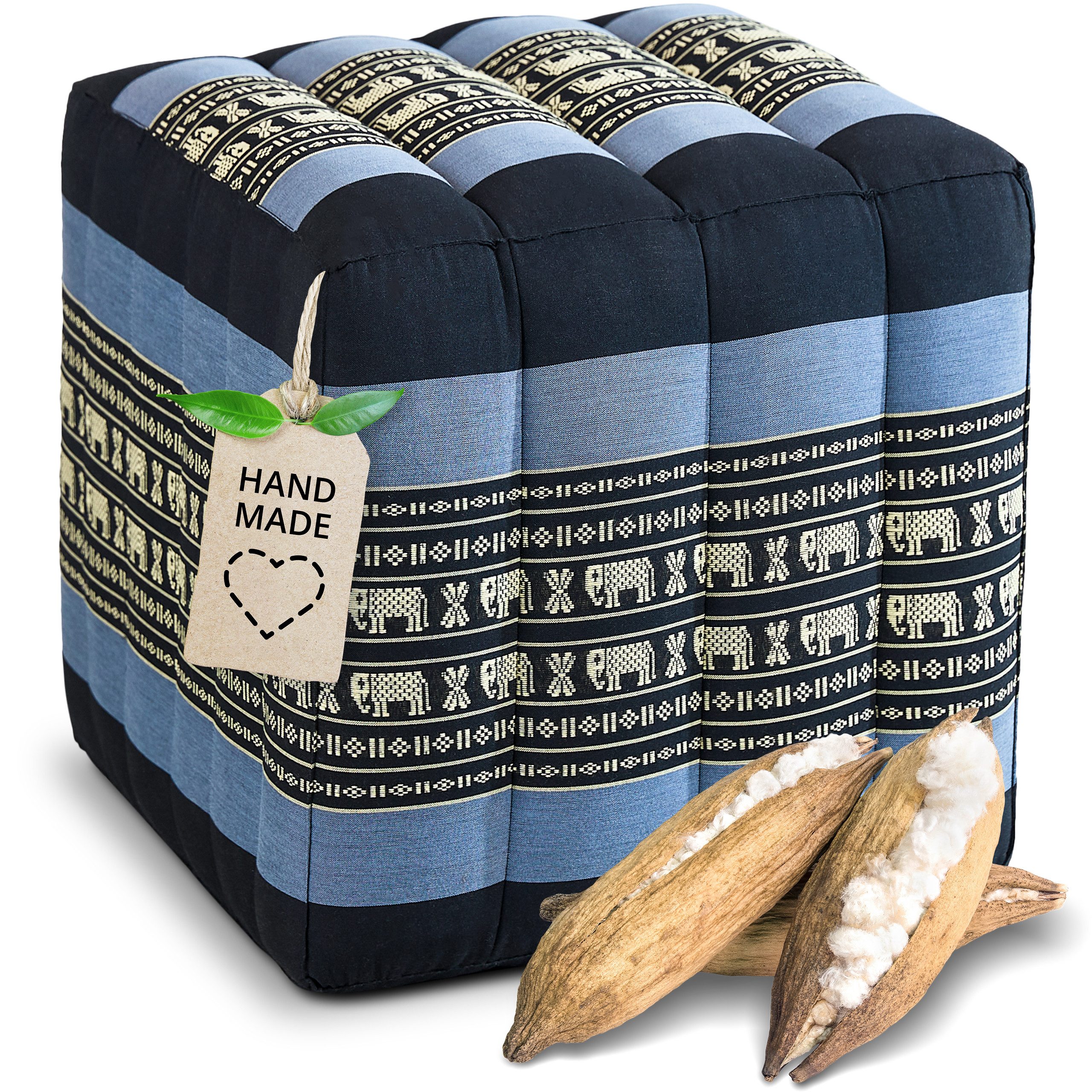 livasia Polsterhocker Würfelkissen - 40x40x40cm - Sitzwürfel, Kapok, vegan, handgefertigt