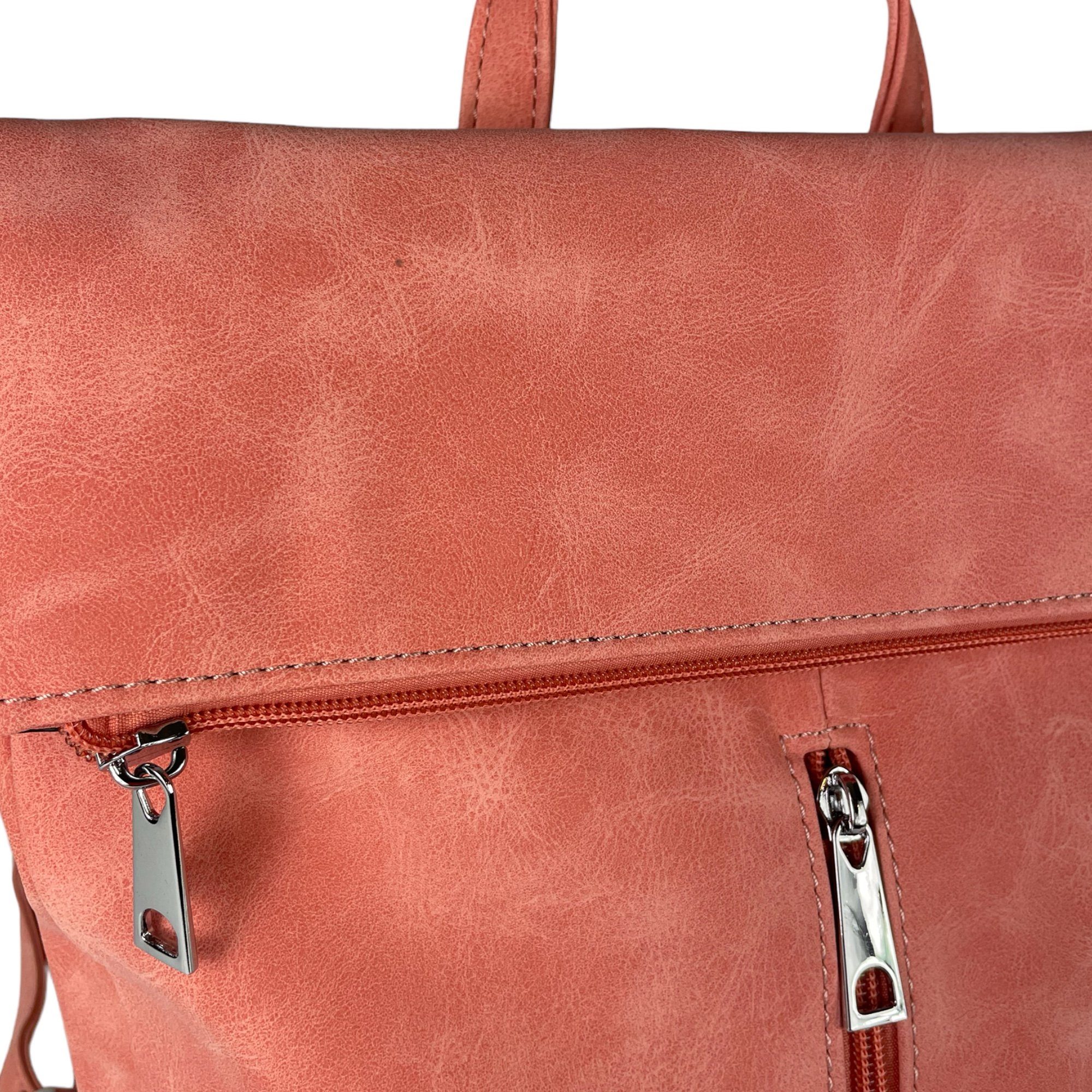 Taschen4life Rucksack 2in1 Rucksack & Umhängetasche in Einem D5623, Damen Rucksacktasche, Fächer, schnell umbaubar, Multifunktionsrucksack