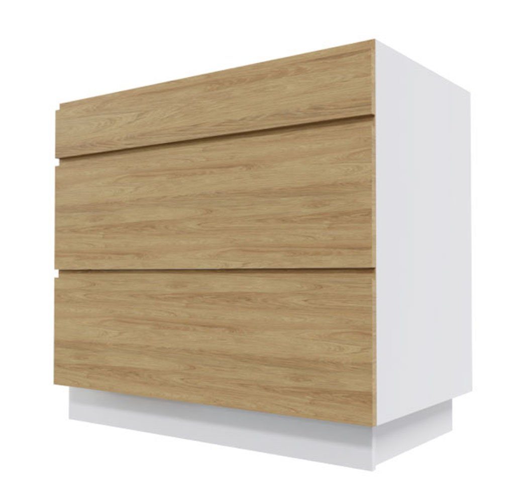 Feldmann-Wohnen Auszugsunterschrank Arezzo (1-St) 90x50x82cm grifflos lava / Eiche artisan (AZ-D3M/90)