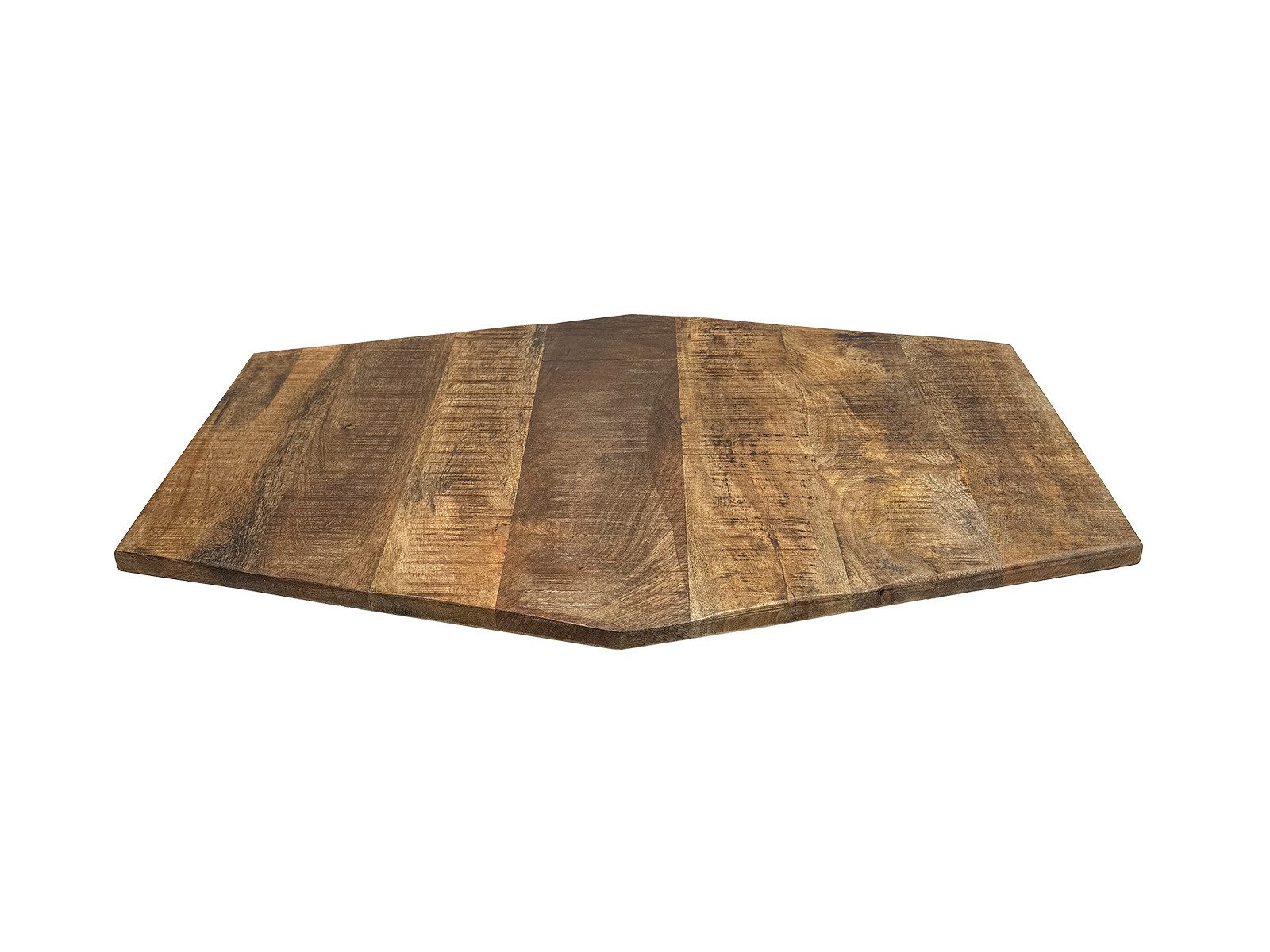 Amagohome Tischplatte Sechseckige Tischplatte Holzplatte Mango-Altholz 74x56 u. 56x47cm – re (1 St), gewollt uneben, aus recyceltem Mangoholz hergestellt