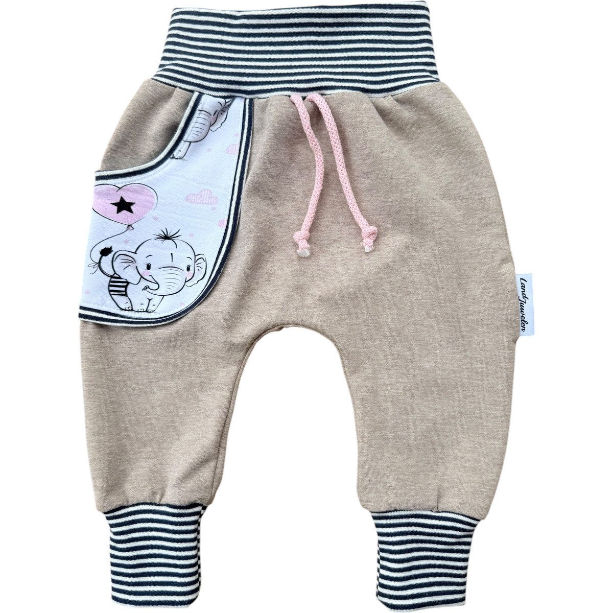 Land-Juwelen Stoffhose Handmade Elefant Unisex Kinder (1-tlg) Stoffhose, Jogginghose, Jogger, Sporthose, Chino