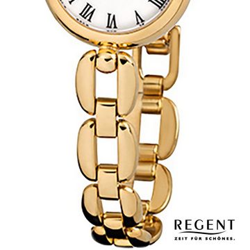 Regent Quarzuhr Regent Damen-Armbanduhr gold Analog F-803, Damen Armbanduhr rund, klein (ca. 20mm), Edelstahl, ionenplattiert