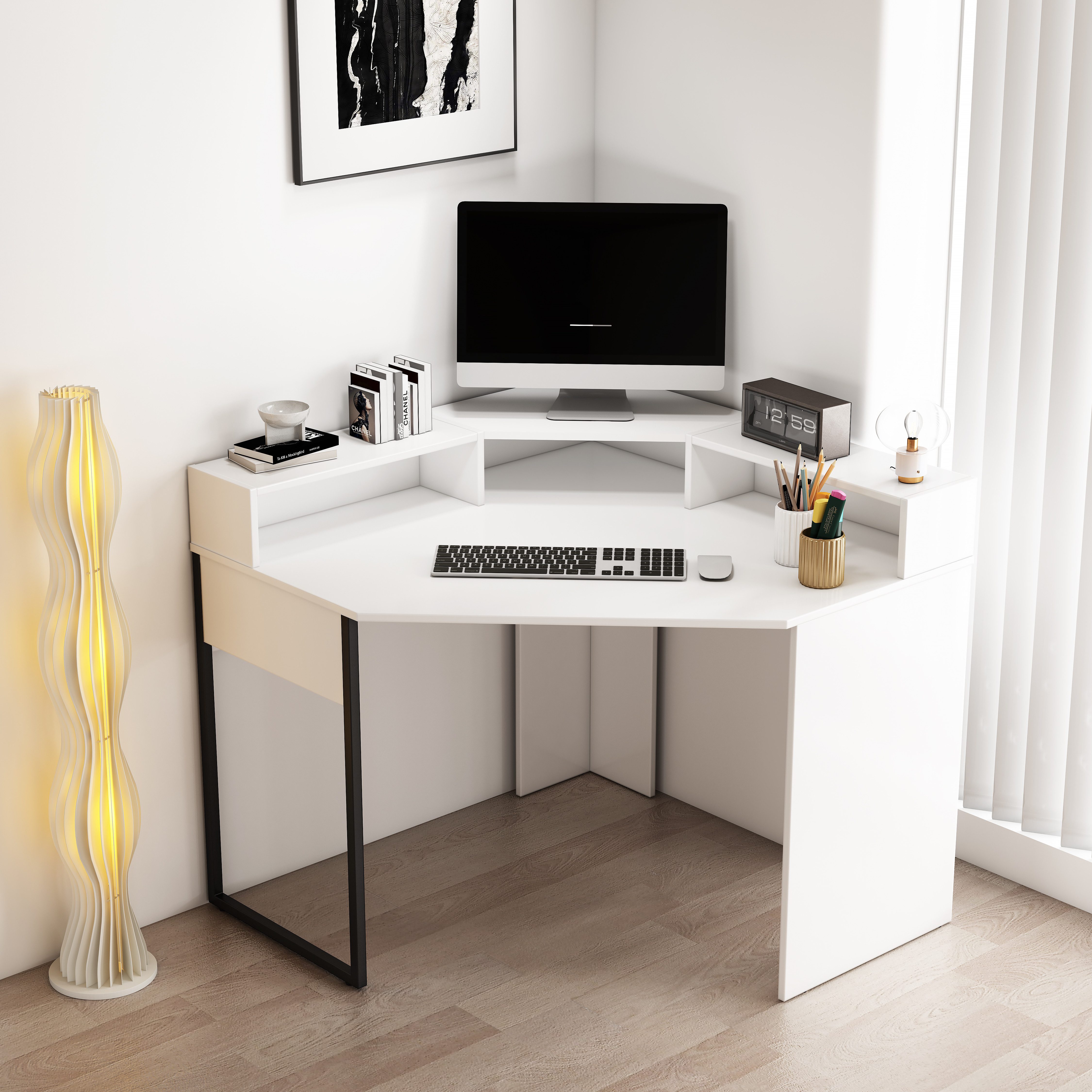 OTTO home Eckschreibtisch Moid, mit Schreibtischaufsatz, modernes Design, B. 100 cm