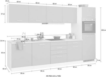 HELD MÖBEL Küchenzeile Visby, mit E-Geräten, Breite 300 cm inkl. Kühlschrank und Geschirrspüler