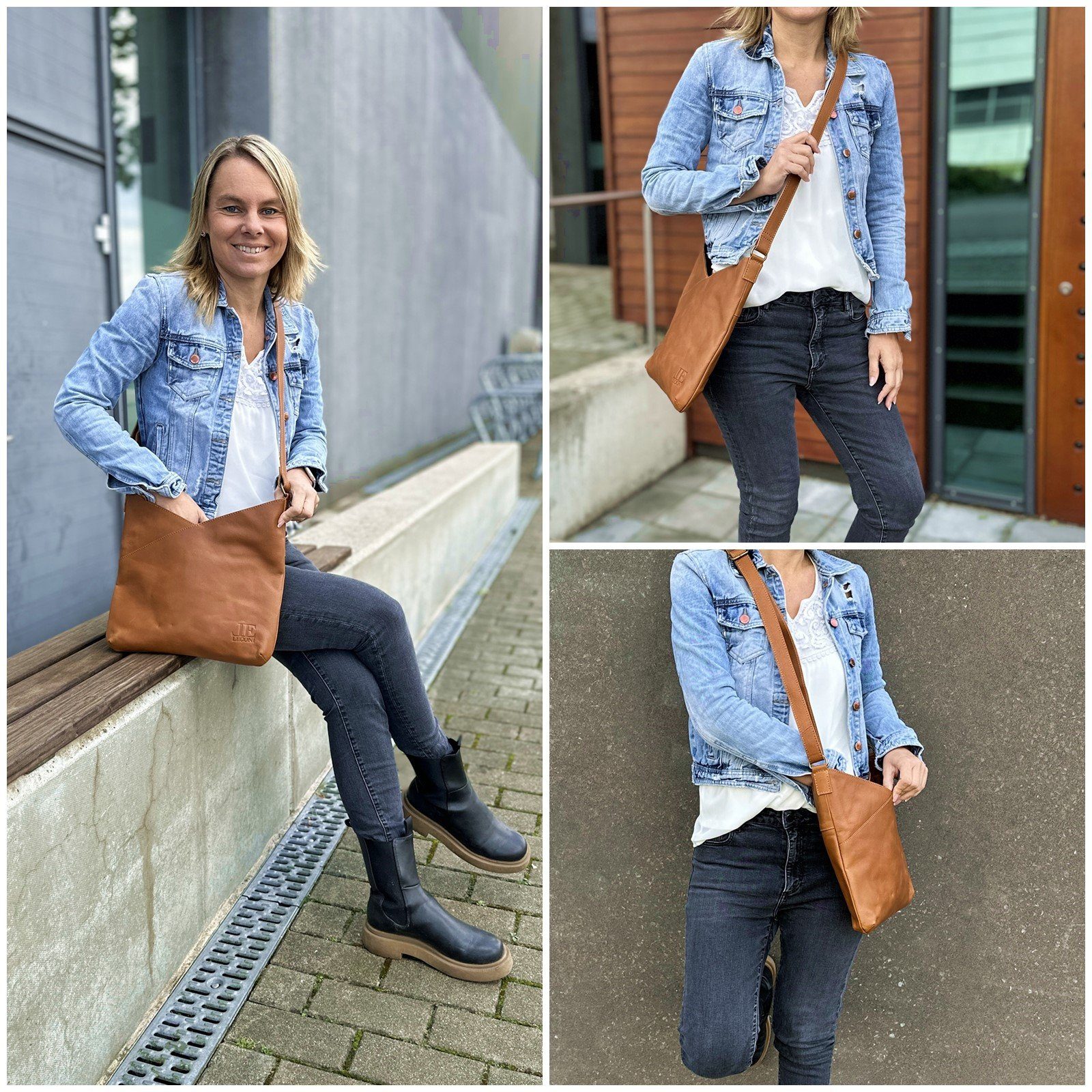 LECONI Umhängetasche Handtasche Ledertasche Damen Schultertasche Shopper Le günstig online kaufen