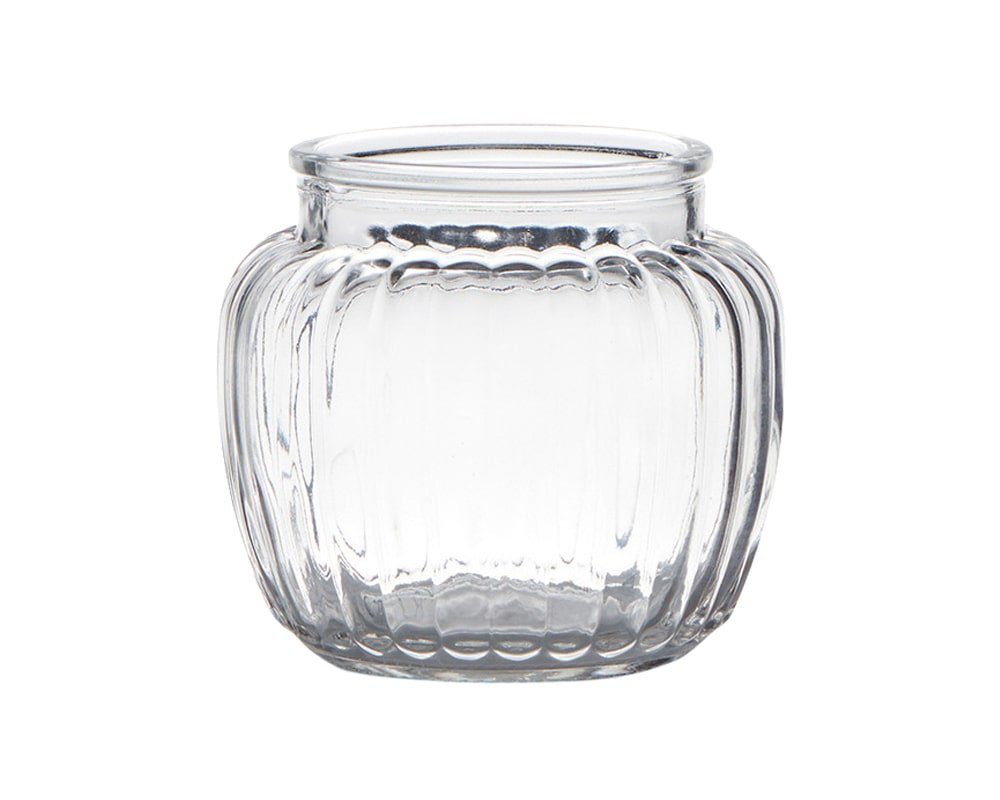 matches21 HOME & HOBBY Blumentopf Glasvase Blumenvase bauchig Rillen transparent Ø 10,5x11,5 cm (1 St)