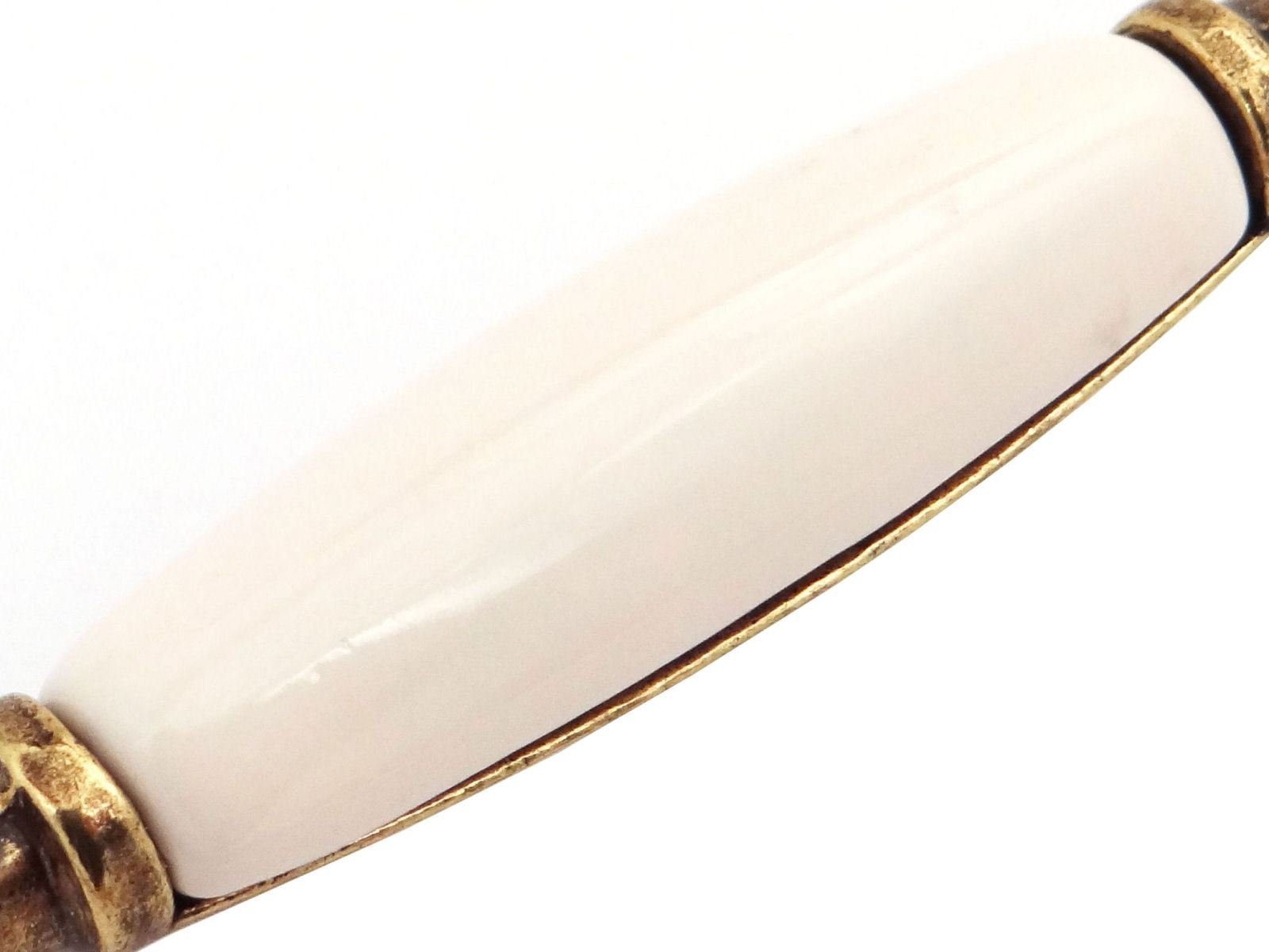 SO-TECH® Möbelgriff Porzellangriff Landhaus BA 96 mm Messingoptik antik / Cremef, Griff Schrankgriff Schubladengriff - incl. Schrauben