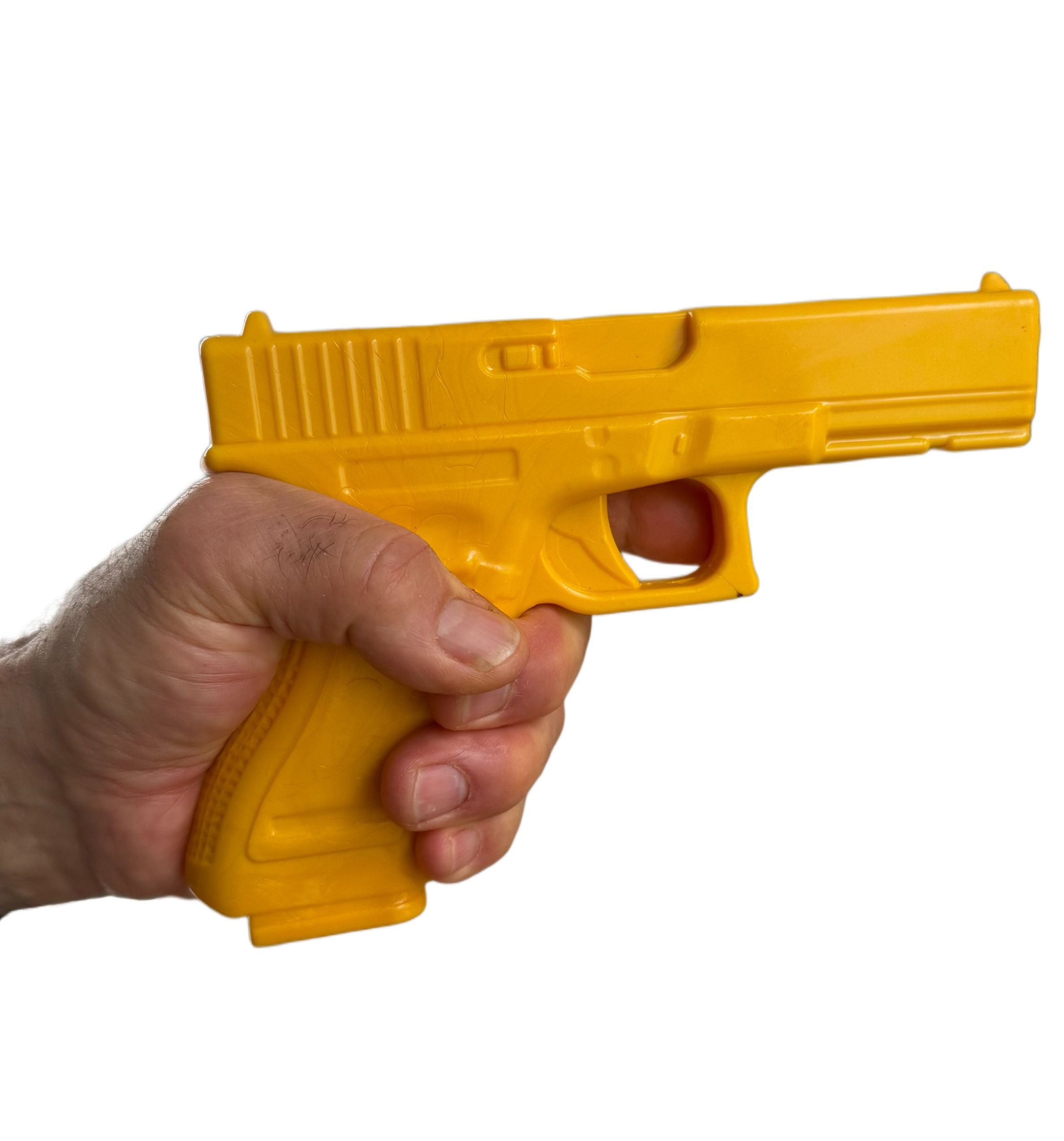 BAY-Sports Blaster Gummipistole Selbstverteidigung Ju-Jutsu SV Krav Maga Plastikpistole (350g, Gelb), NeoGun Hartgummi Pistole für Übungen Trainingspistole robuste