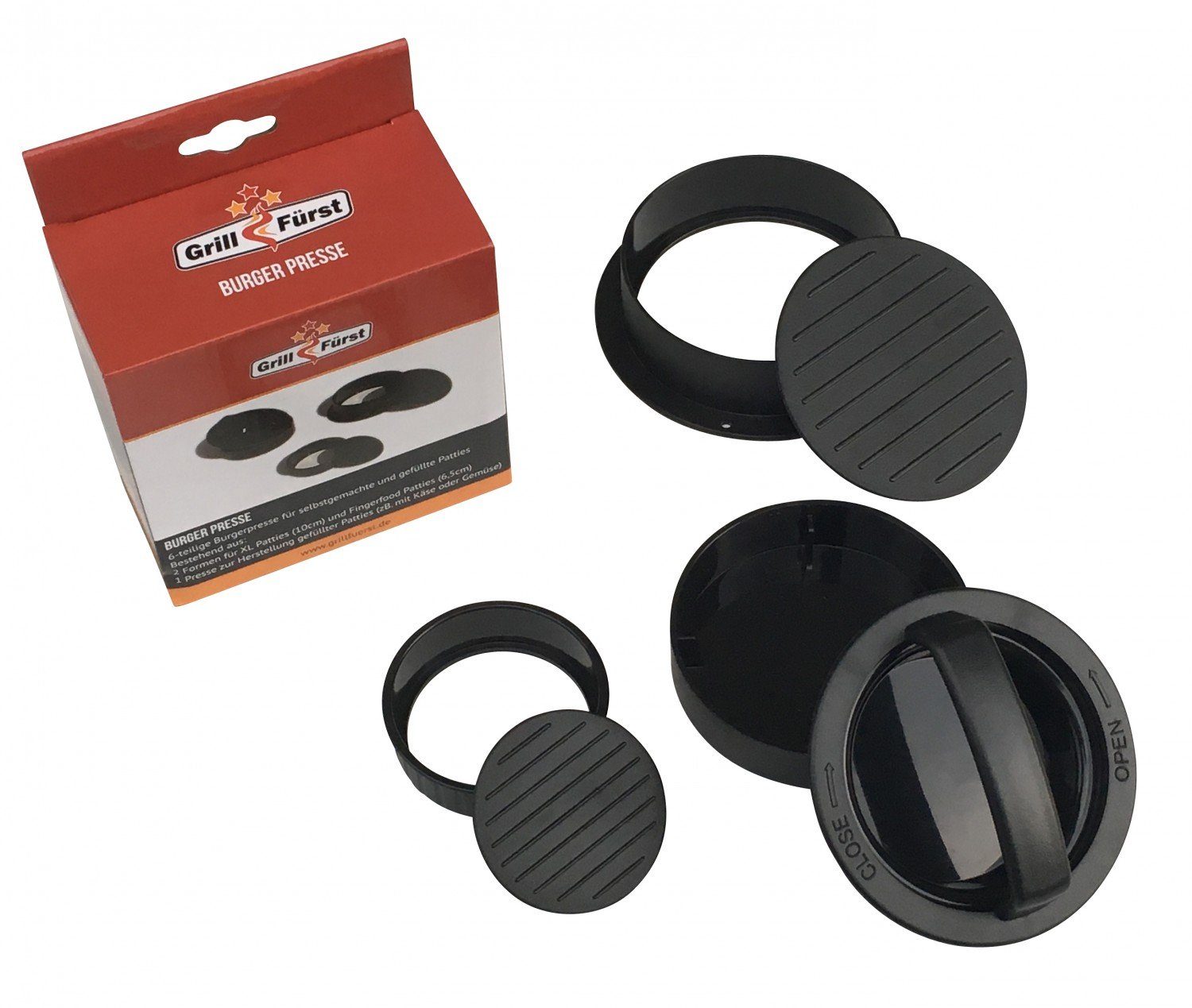 Grillfürst Burgerpresse Grillfürst Burgerpresse für gefüllte Hamburger, 6-teilig
