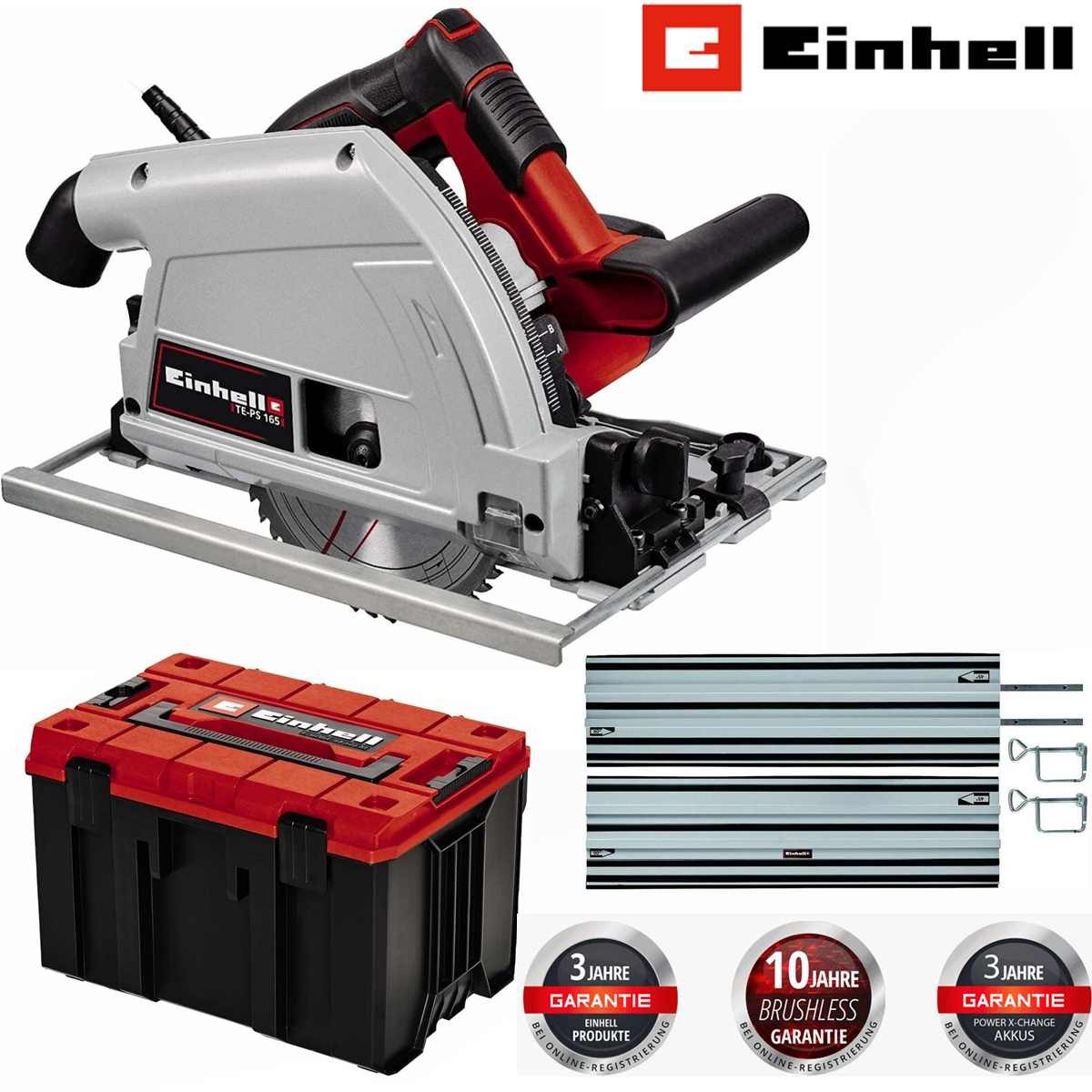 Einhell Tauchsäge Tauchsäge TE-PS 165 1.200 Watt + Führungsschiene 2 x 1m Systainer
