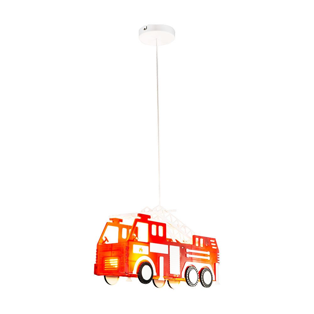 GLOBO LIGHTING Hängeleuchte, LED Pendel Lampe RGB Fernbedienung Feuerwehr Auto Kinder Spiel