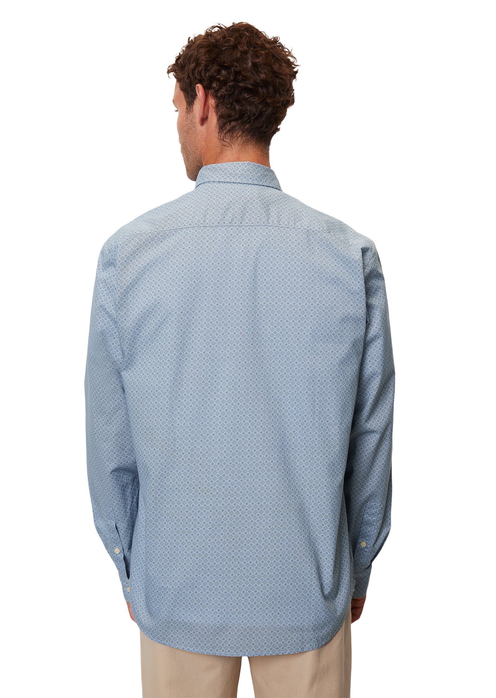 Marc O'Polo Langarmhemd blau mit Allover-Print