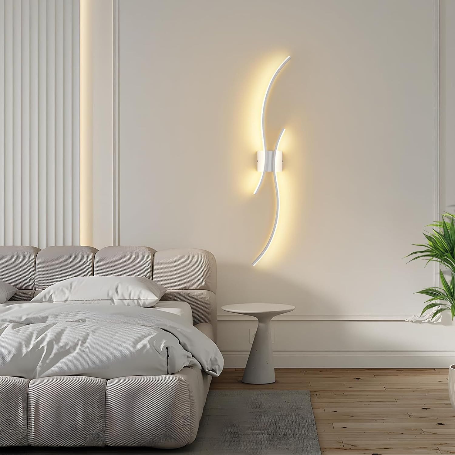 ZMH LED Wandleuchte Schwarz 2-er Set Innen Modern Wandlampe Warmweiß Wandbeleuchtung, LED fest integriert