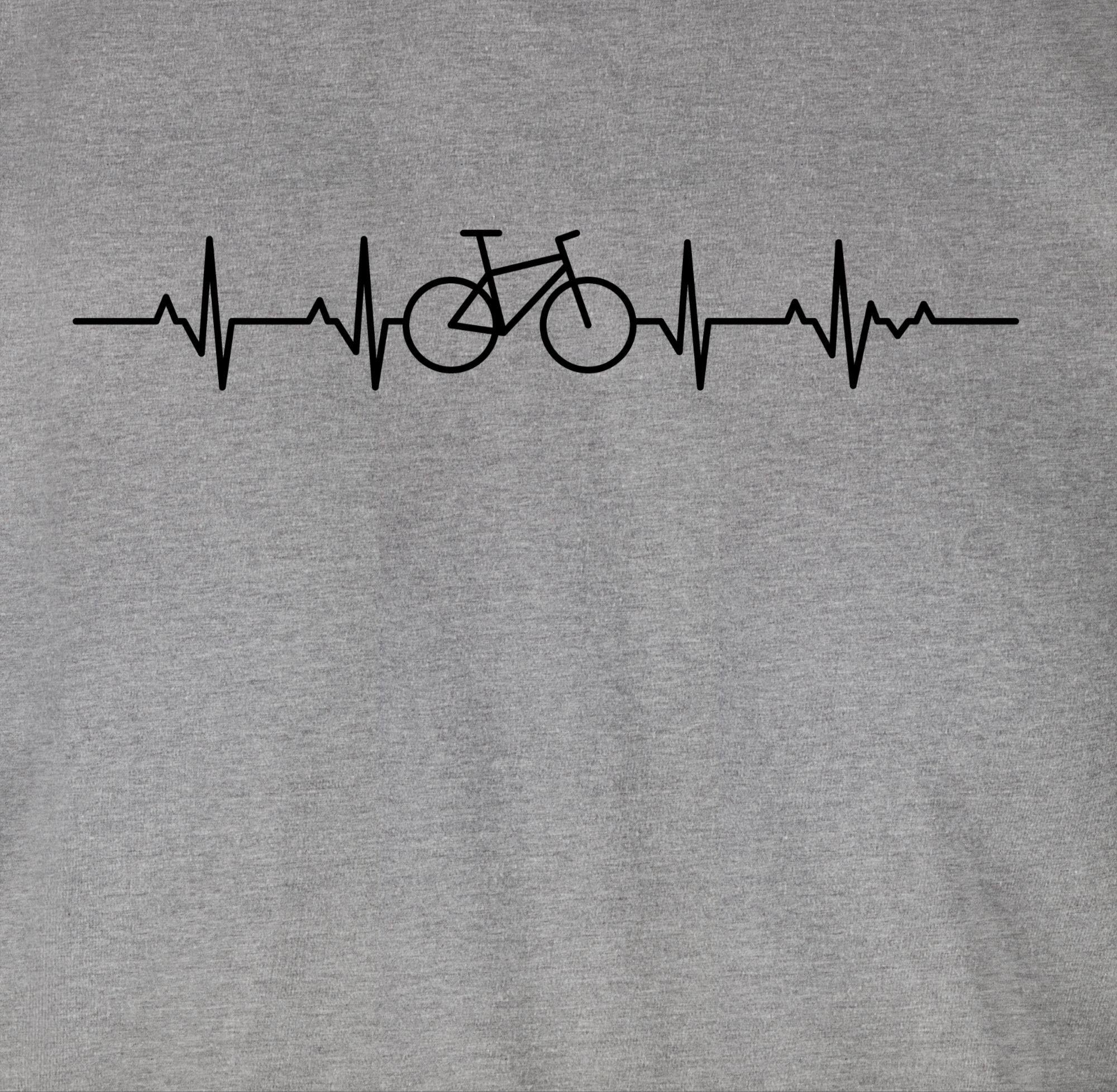 Shirtracer T-Shirt Herzschlag Fahrrad Radsport meliert - Grau Bekleidung 1 Fahrrad schwarz