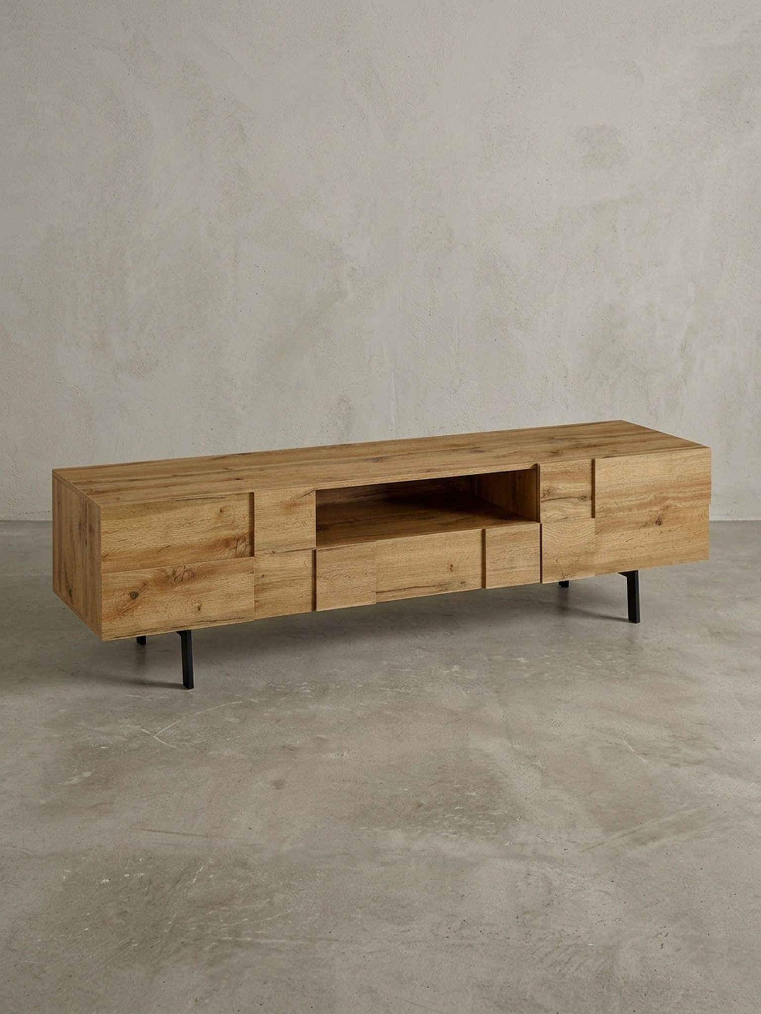 KADIMA DESIGN Lowboard Eiche Fernsehtisch mit Kachelmuster, TV, Spielekonsole & DVDs