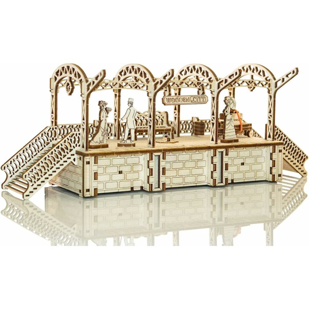 Wooden City 3D-Puzzle 3D-Puzzle Bahnhof 175 Teile, Puzzleteile