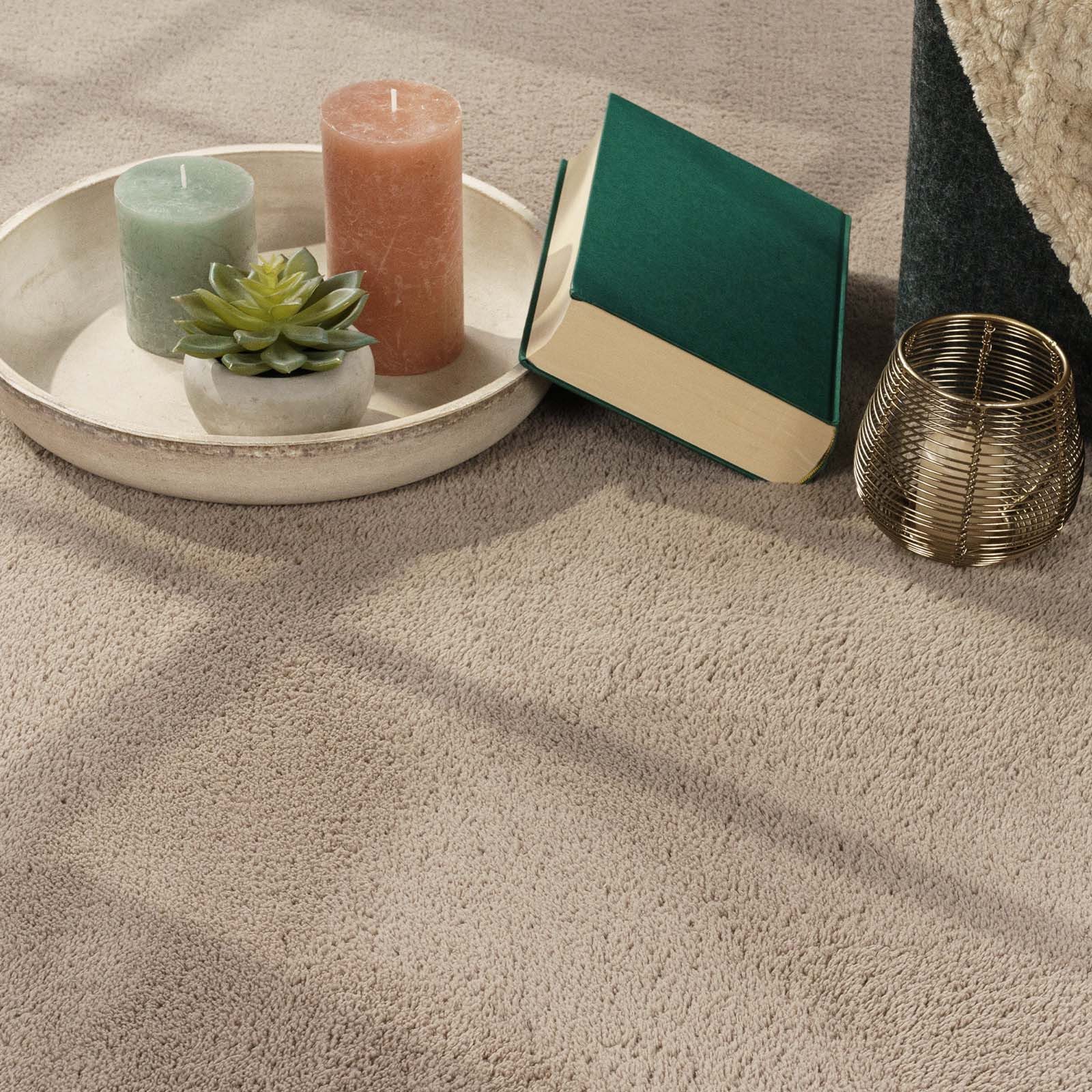 TaraCarpet Teppich Supersoft Kurzflorteppich Fiona Uni, rechteckig, Höhe: 14 mm, Wohnzimmer, Schlafzimmer, Esszimmer, Fiona taupe 50x80