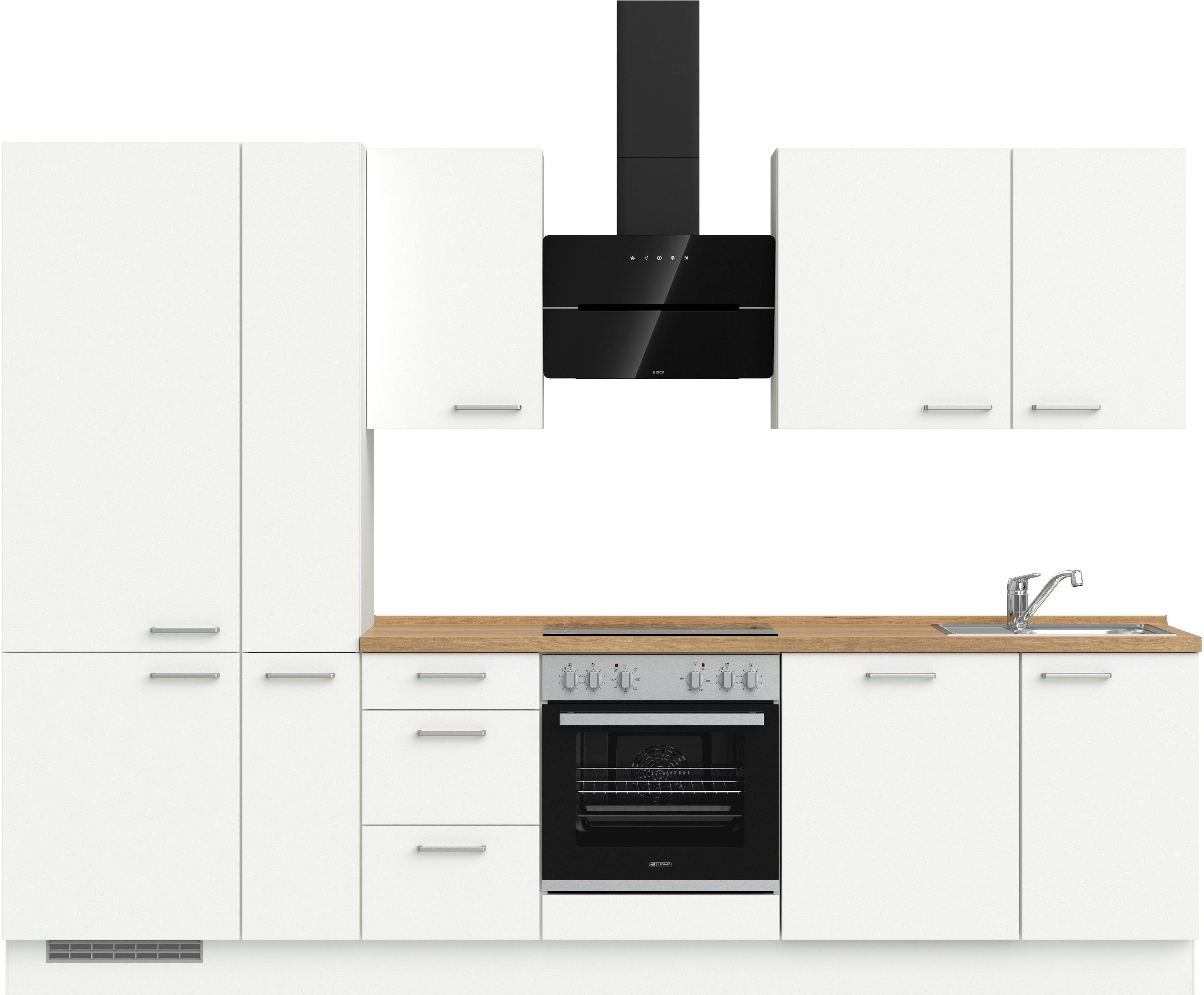 nobilia® elements Küchenzeile "elements premium", vormontiert, Ausrichtung wählbar, Breite 300 cm, ohne E-Geräte