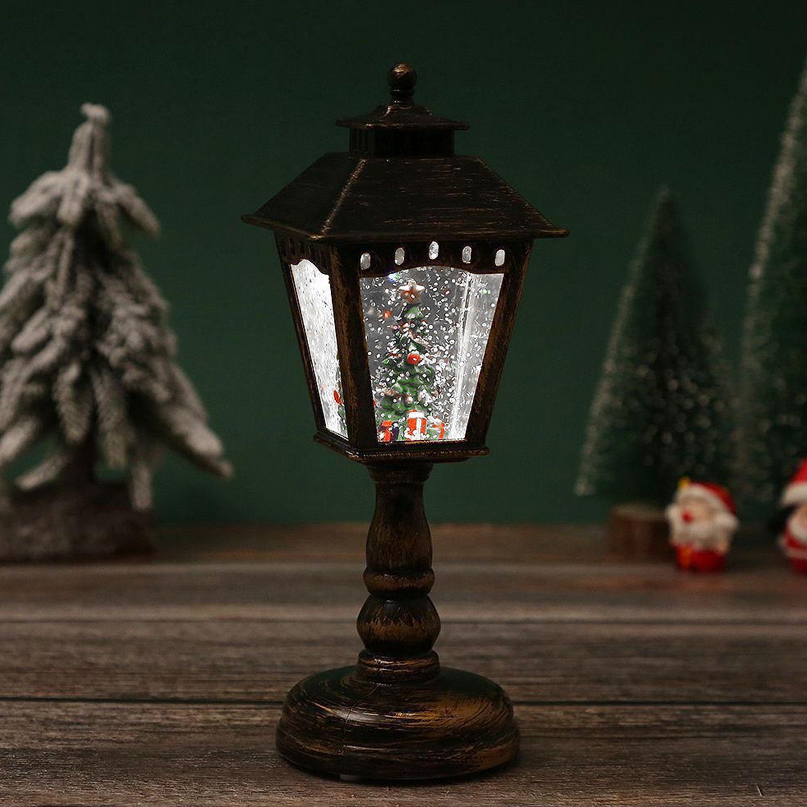Rutaqian Weihnachtslaterne LED Schreibtischlampe Leuchte Rot Weihnachtsdeko, LED Lampe wechselbar Dekoration