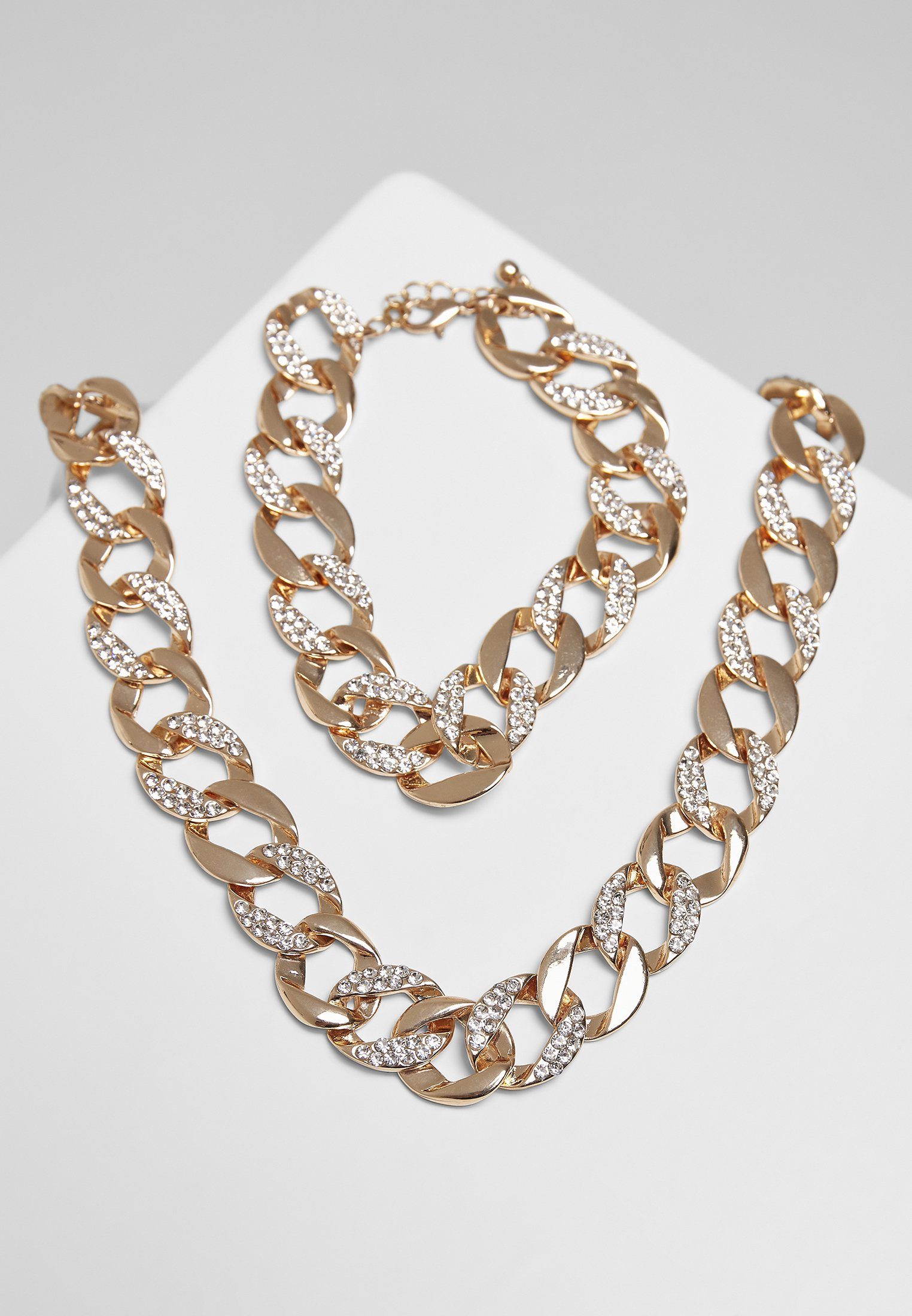 URBAN CLASSICS Bettelarmband Accessoires Basic Bracelet gold Set Necklace And Diamond