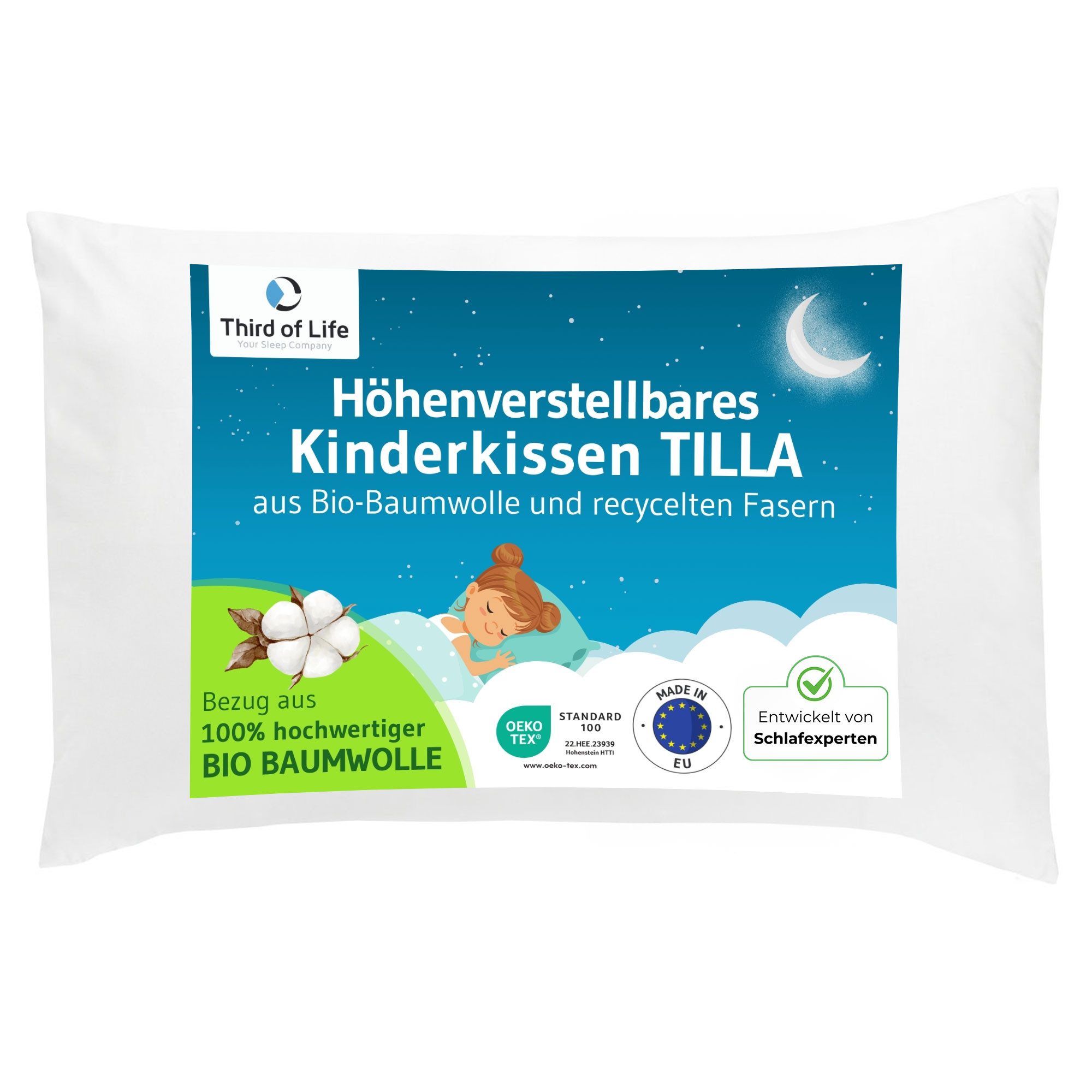 Third of Life Baumwollkissen TILLA Kinderkissen ab 2 Jahren (40×60), Füllun günstig online kaufen