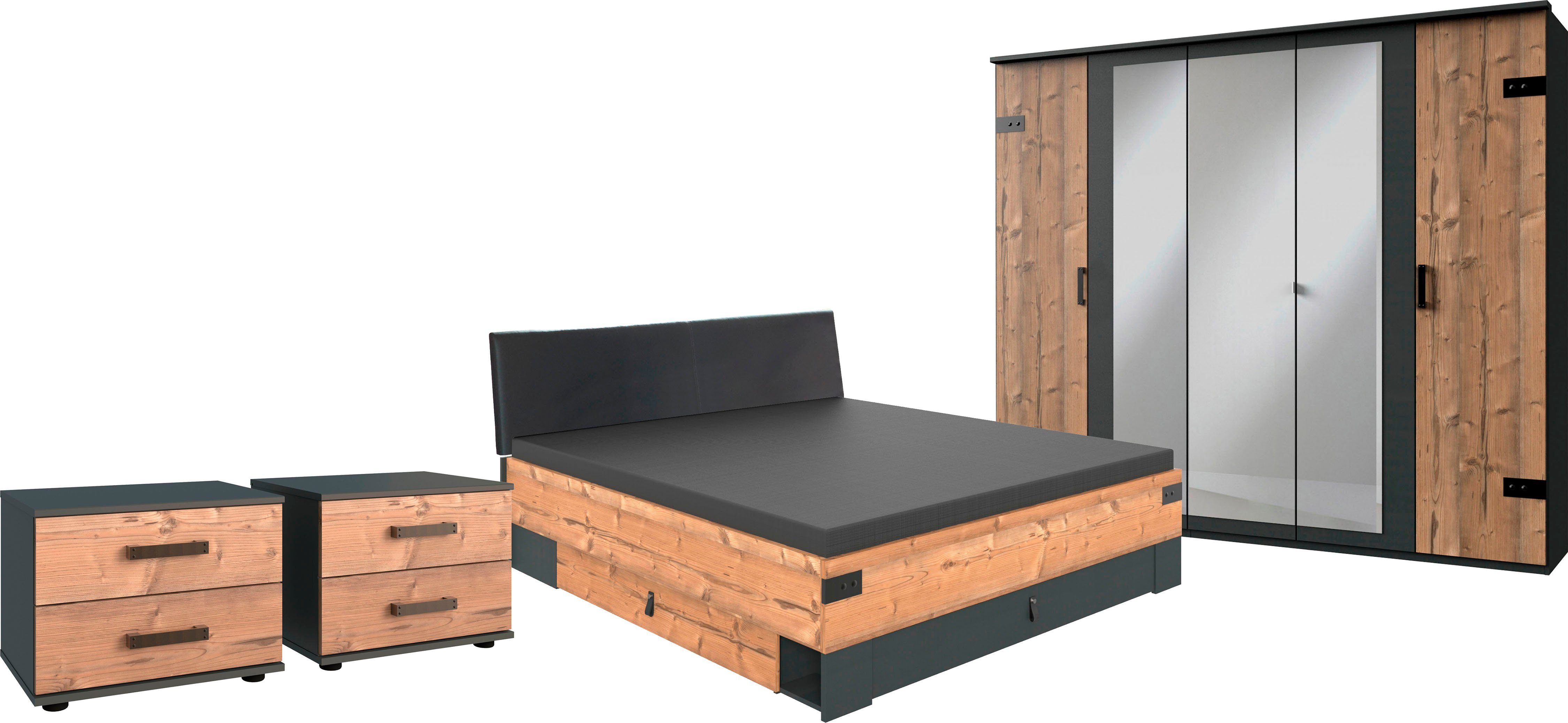 Wimex Schlafzimmer-Set Stockholm, rustikaler Look im Industrial Design, (Se günstig online kaufen
